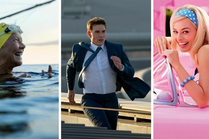 <strong>Does climate change exist? And does a character know it?</strong> The Oscar-nominated films <em>Nyad, </em>left, <em>Mission: Impossible — Dead Reckoning Part One</em><em> </em>and <em>Barbie </em>met the criteria for a new challenge inspired by the famous Bechdel Test.