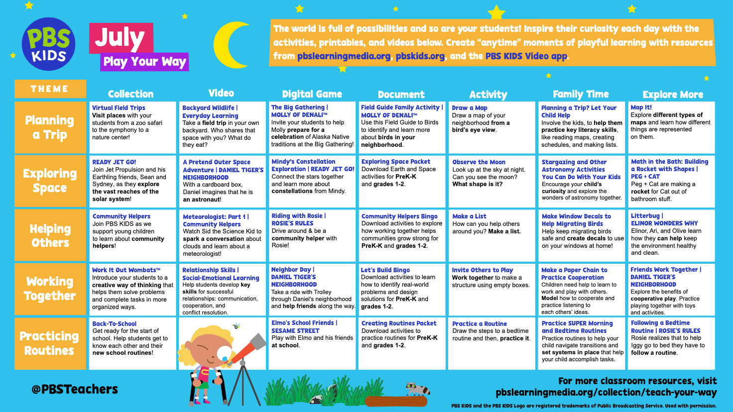 Activity Calendar - July 2023