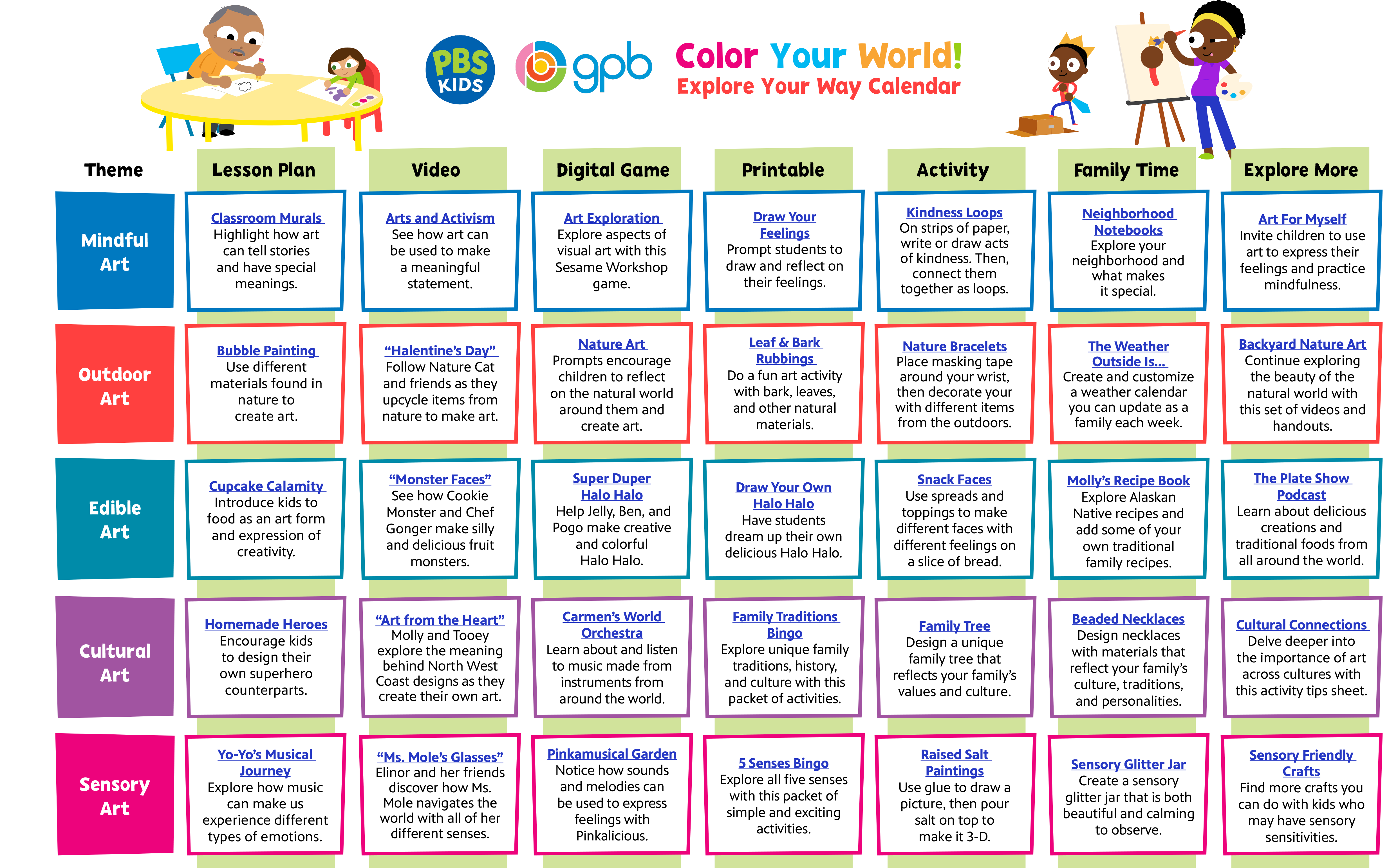 Color Your World Activity Calendar - 2025