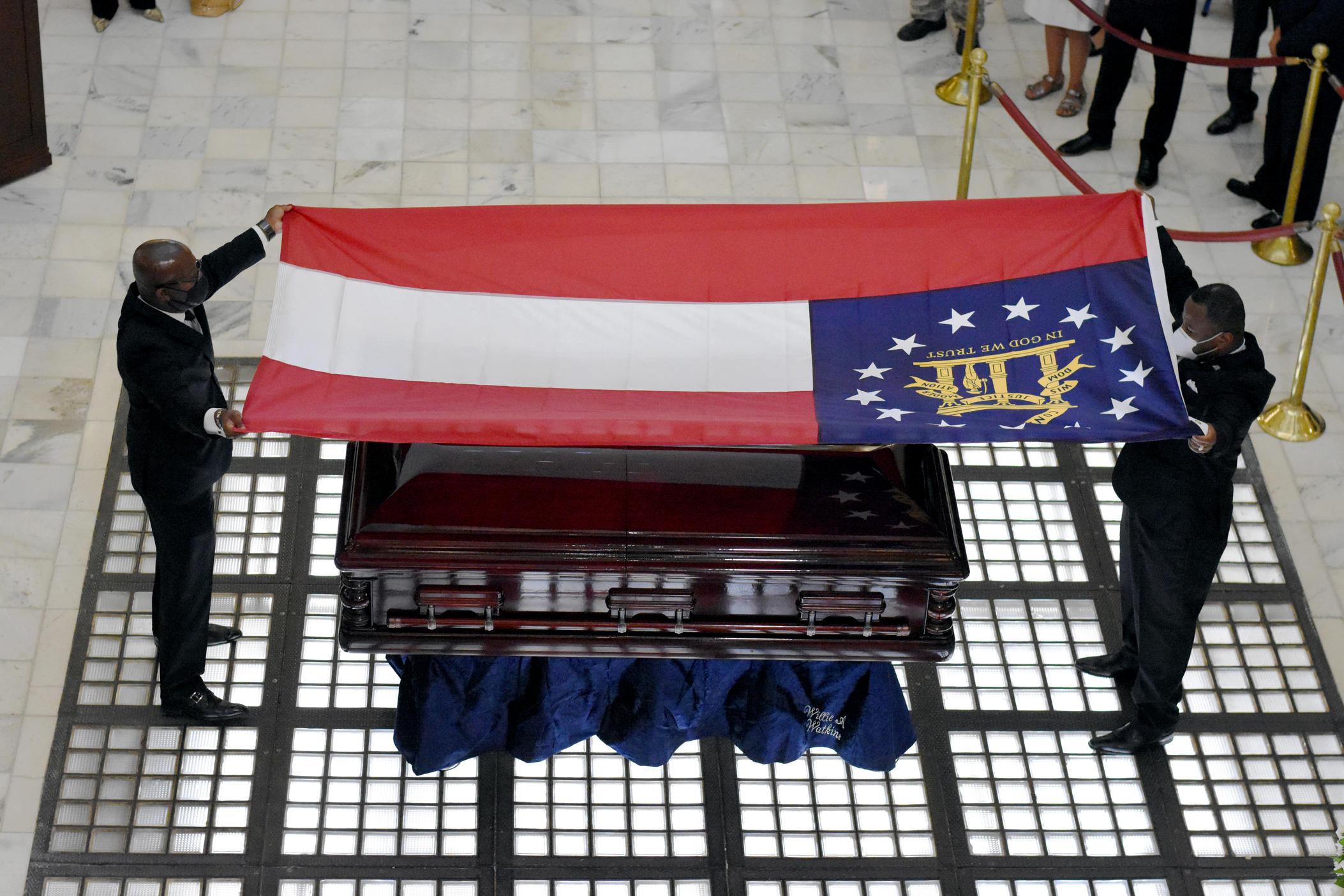 The late civil rights leader C.T. Vivian lies in state at the Georgia State Capitol before his funeral in Atlanta.