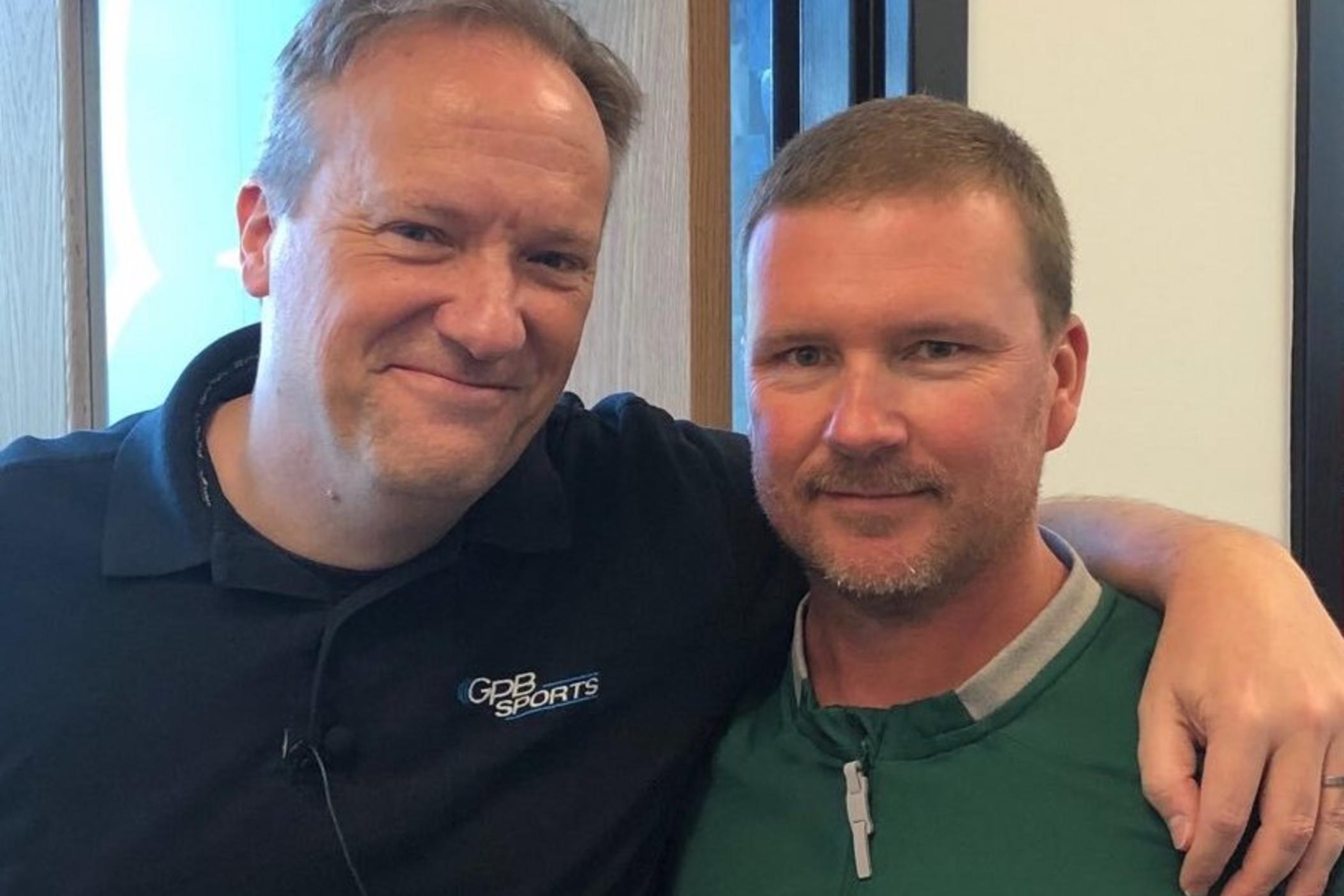 GPB's Jon Nelson (left) with Ware County head football coach Jason Strickland (right).