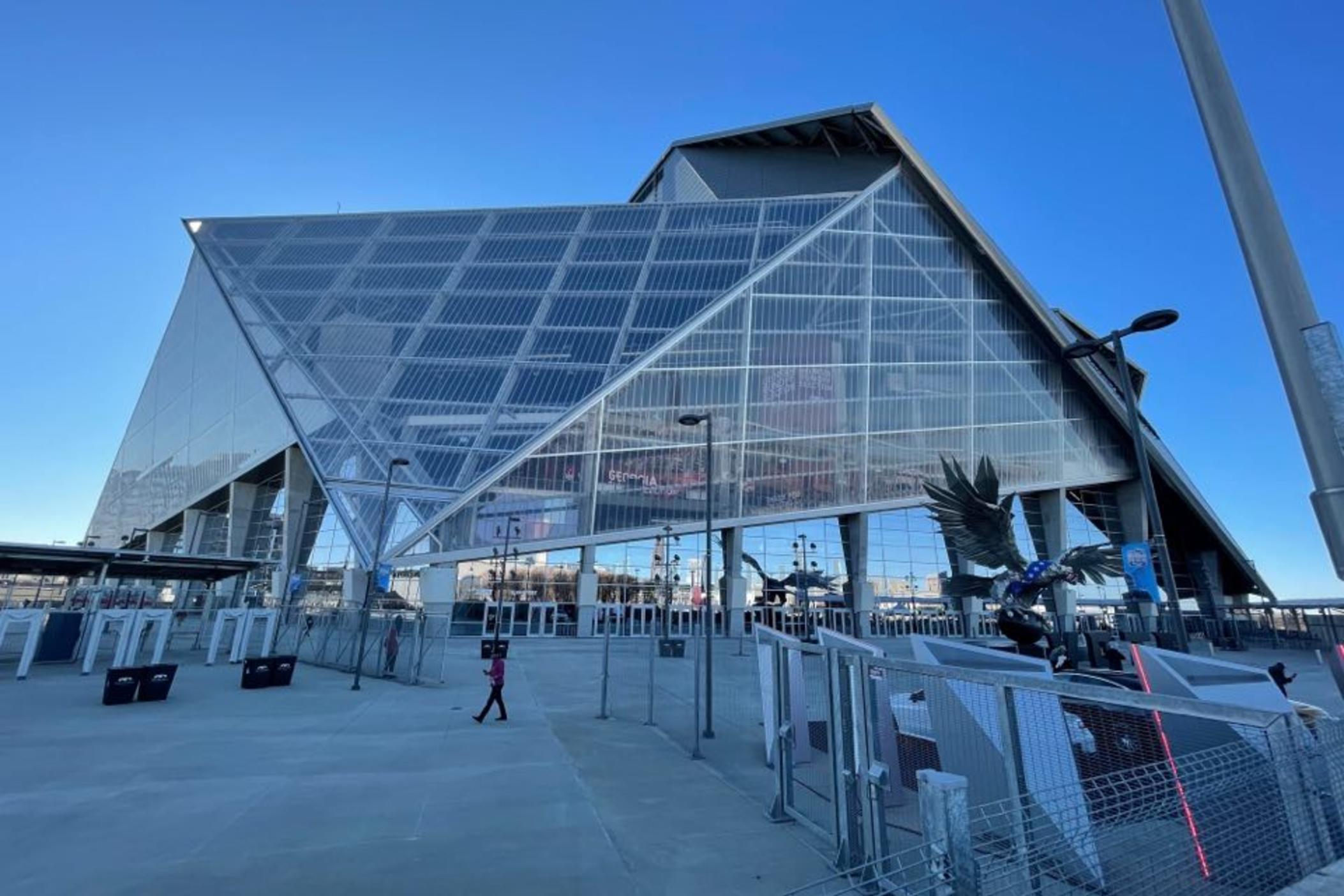 Mercedes-Benz Stadium in downtown Atlanta has become one of several vaccine COVID-19 distribution centers in the state.