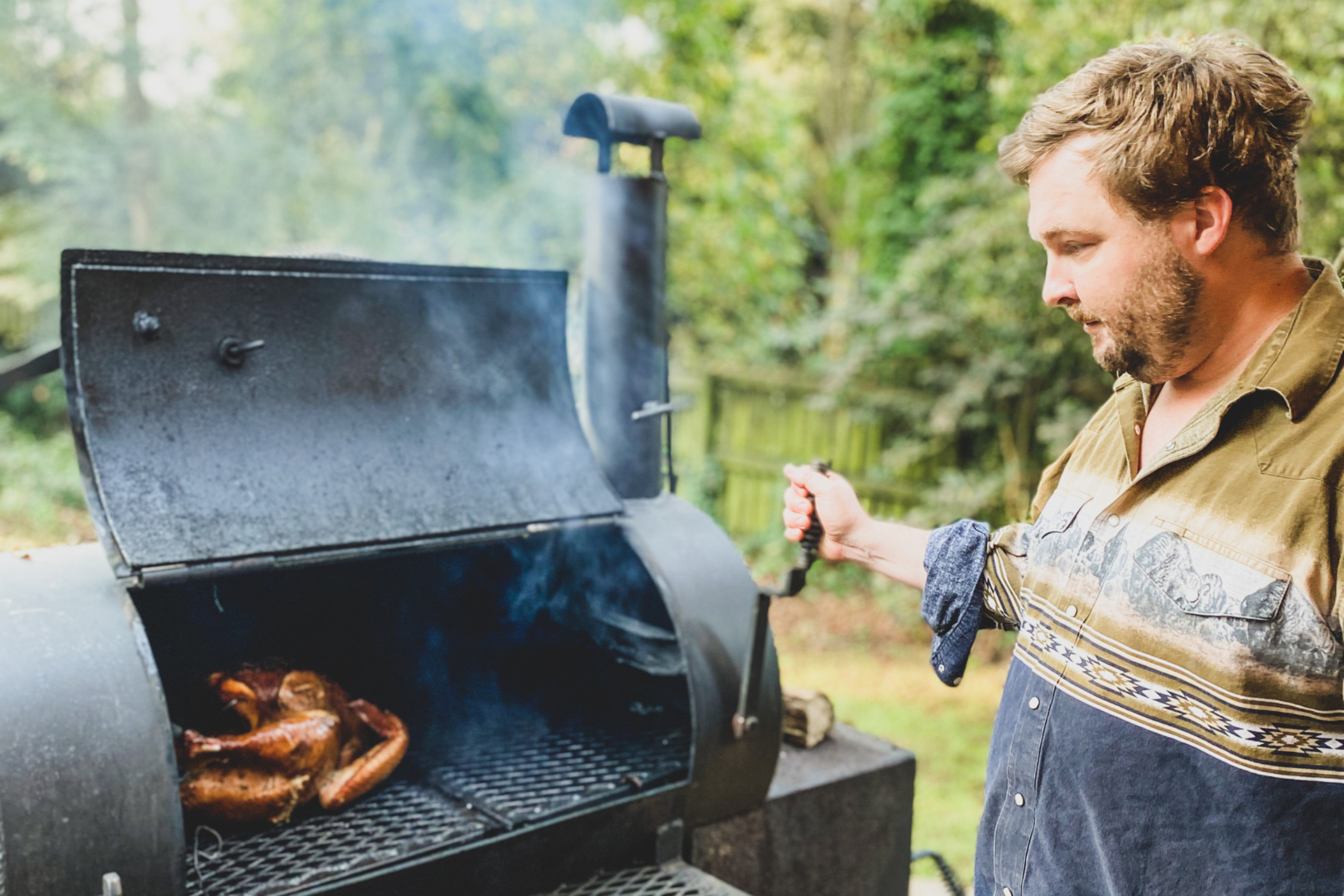 Daniel Williams at his Lang smoker.