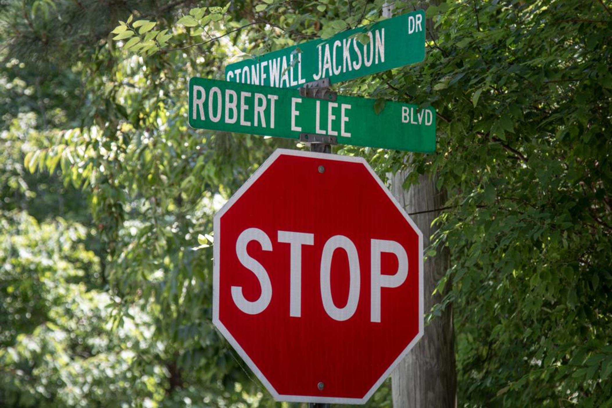 Streets signs honoring Confederate generals are shown on Monday, May 24, 2021, in Stone Mountain, Ga. The Stone Mountain Memorial Association board approved some minor changes in the popular park, located near Atlanta, but did not address any possible changes to the carving or streets named after Confederate generals as some had hoped.