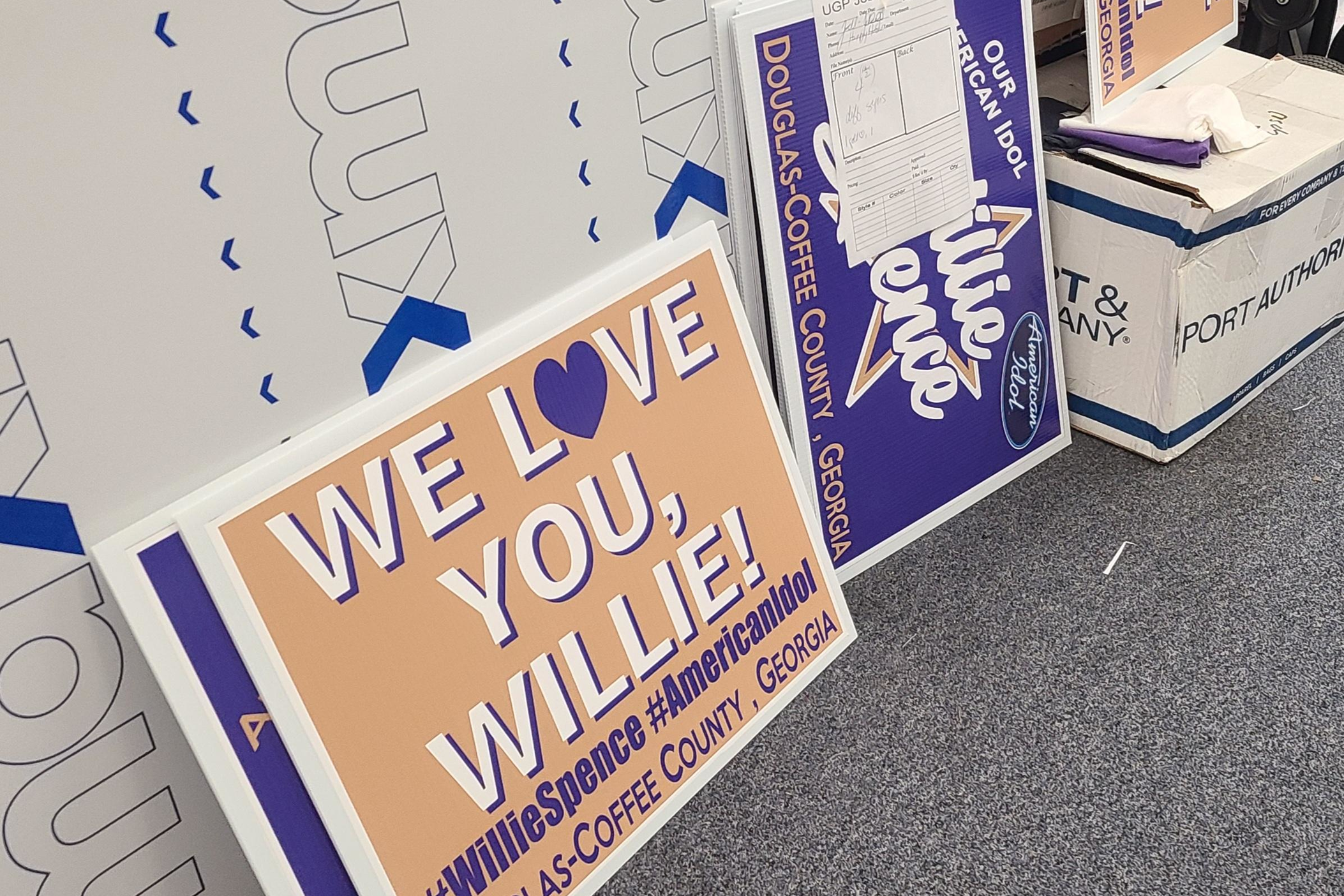 A yard sign reads "We Love You, Willie!" in support of "American Idol" runner-up Willie Spence in his hometown of Douglas, Ga.