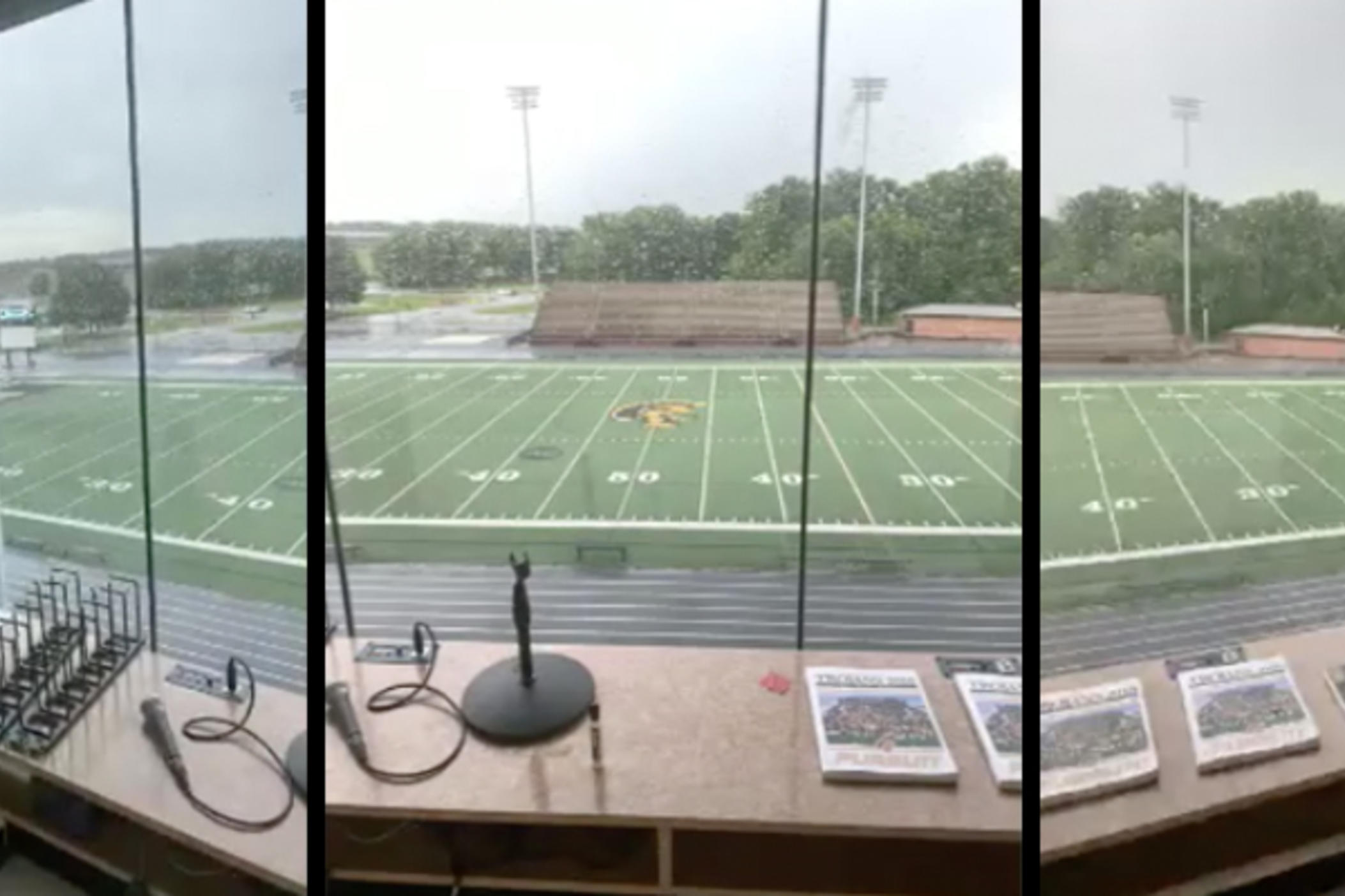 The view from the press box at Grisham Stadium at Carrollton High School