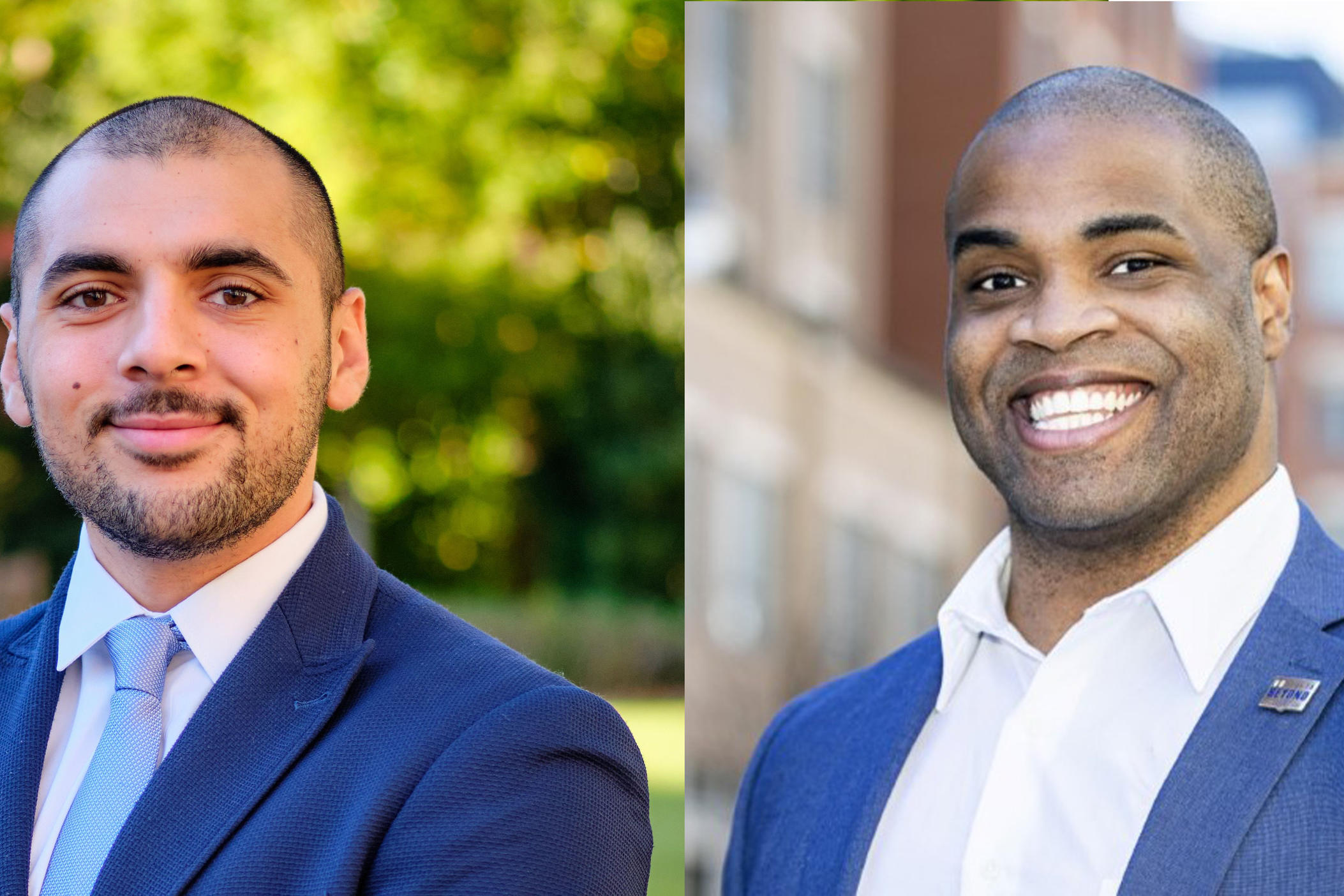 Humza Mirza (left) is the managing partner of Emory University’s Goizueta School of Business student-run Peachtree Minority Venture Fund and Willie Sullivan is founding partner of the fund. 