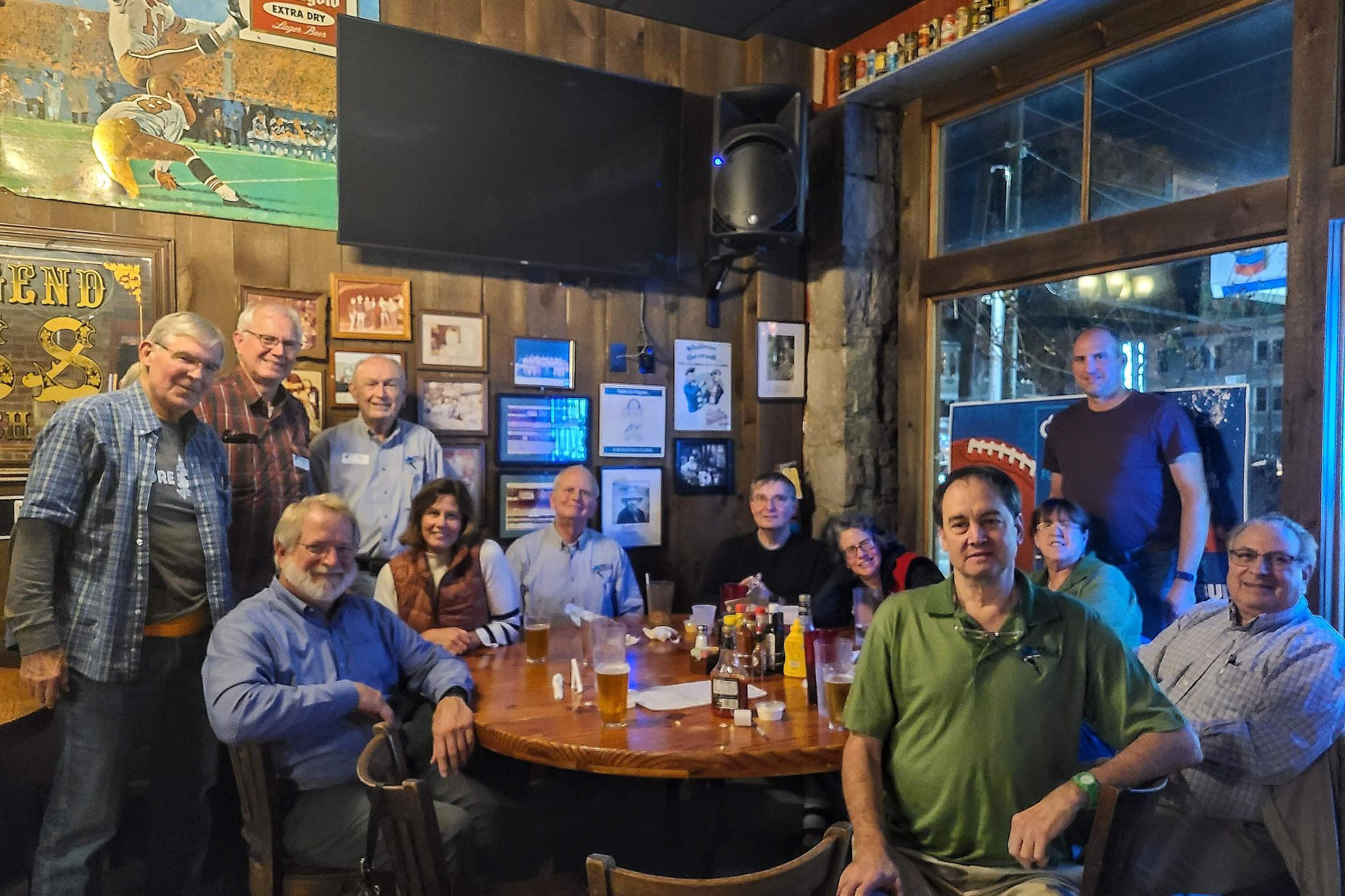 Members of the EV Club of the South met at Manuel's Tavern for their monthly meeting. Their goal is to inform policy makers and consumers about electric vehicles and clean energy.