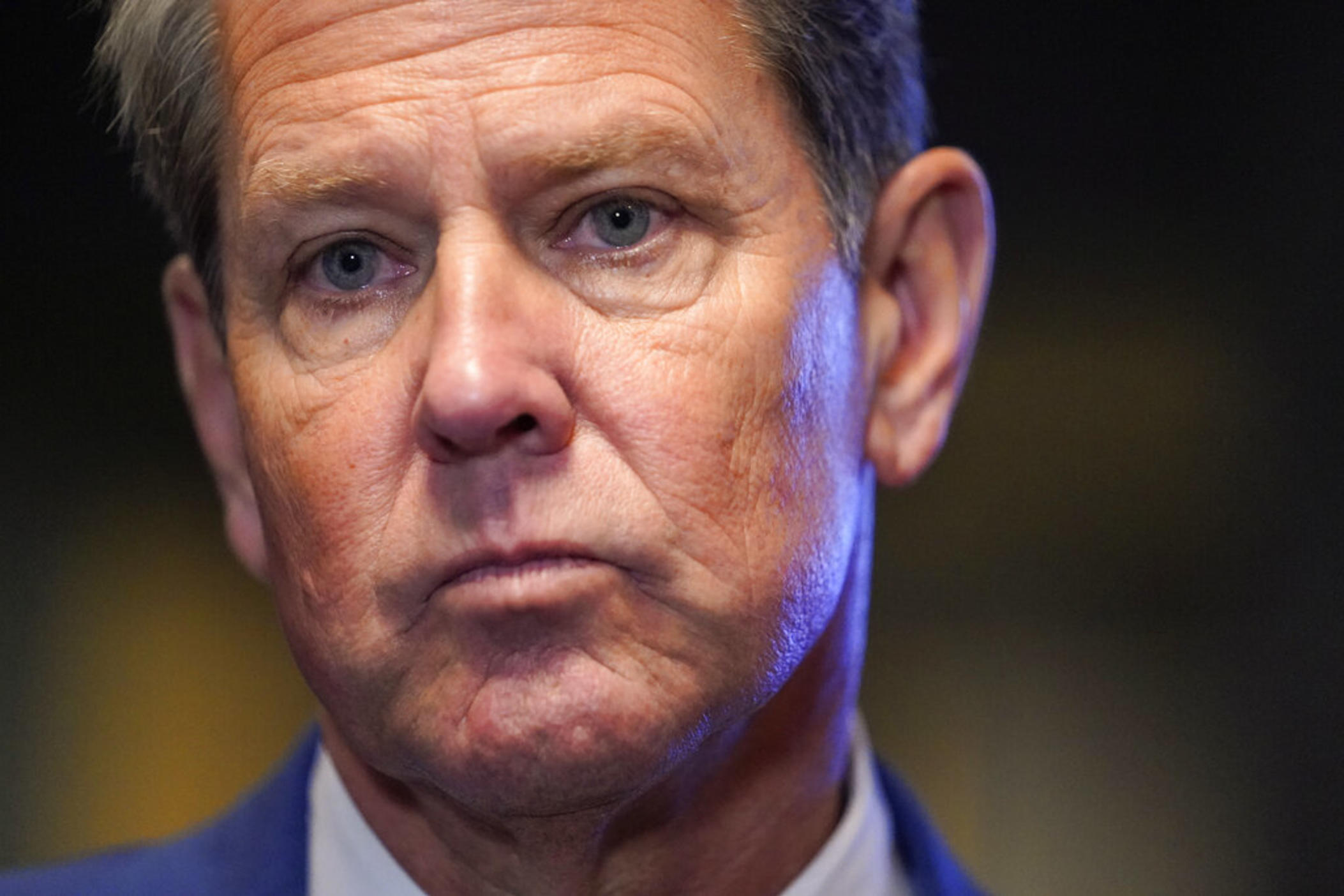 Georgia Gov. Brian Kemp speaks during a news conference at Lockheed Martin on Thursday, Aug. 26, 2021, in Marietta, Ga.