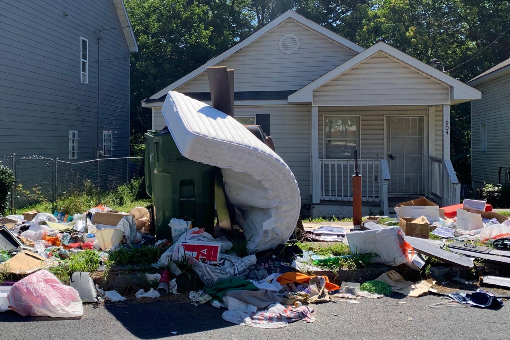 An Atlanta home from which people were removed is shown. A pandemic-mandated moratorium on evictions ended Aug. 1, 2021, but the Biden administration installed a two-month extension, though tens of thousands of households in metro Atlanta alone remain at risk of being homeless after it expires in October. 