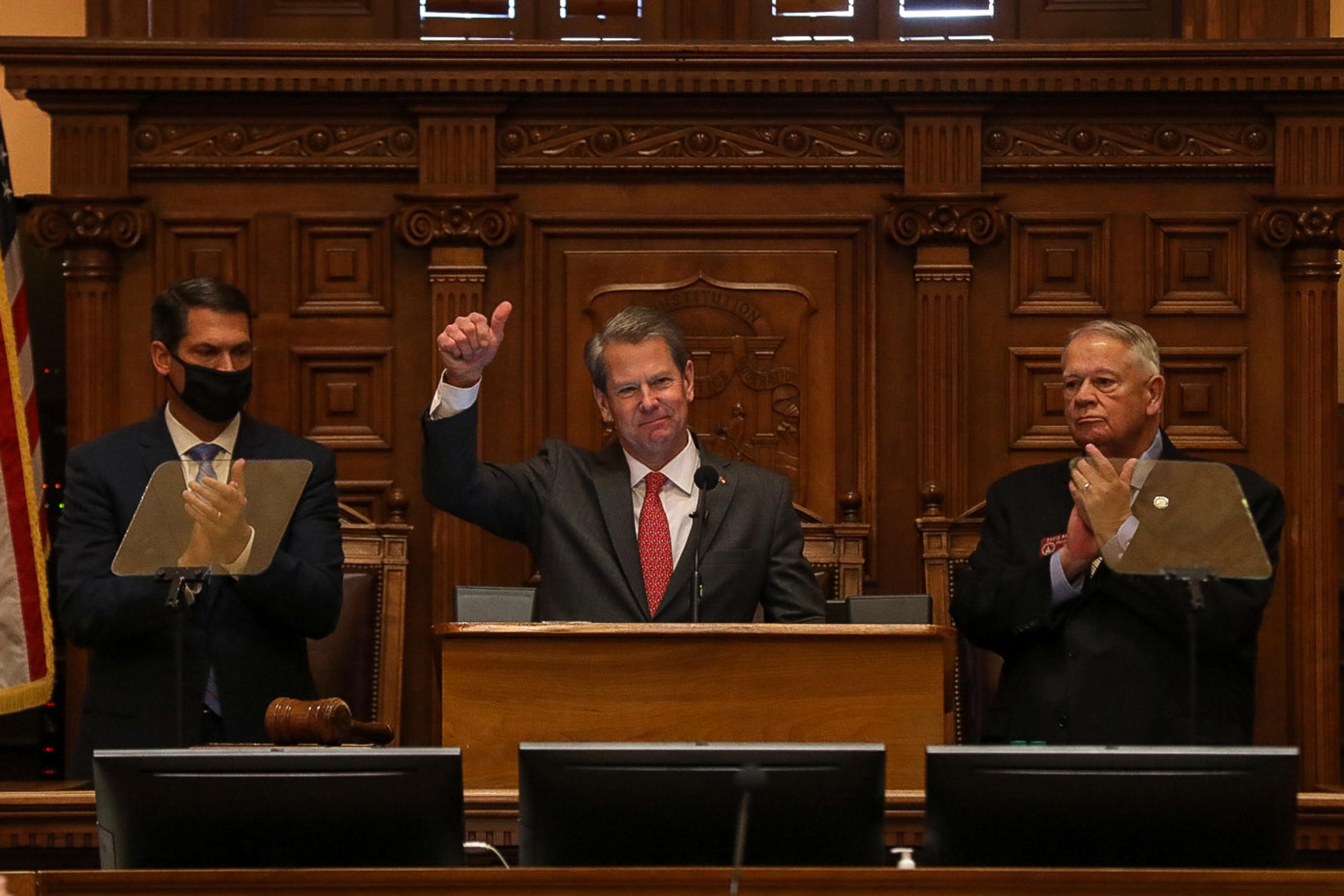 Gov. Brian Kemp gives the 2022 State of the State address Thursday, Jan. 13, 2022.