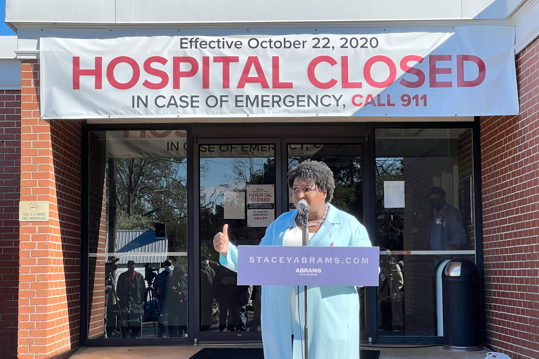Democratic gubernatorial candidate Stacey Abrams speaks in Cuthbert on her "One Georgia" campaign tour on Tuesday, March 15, 2022.