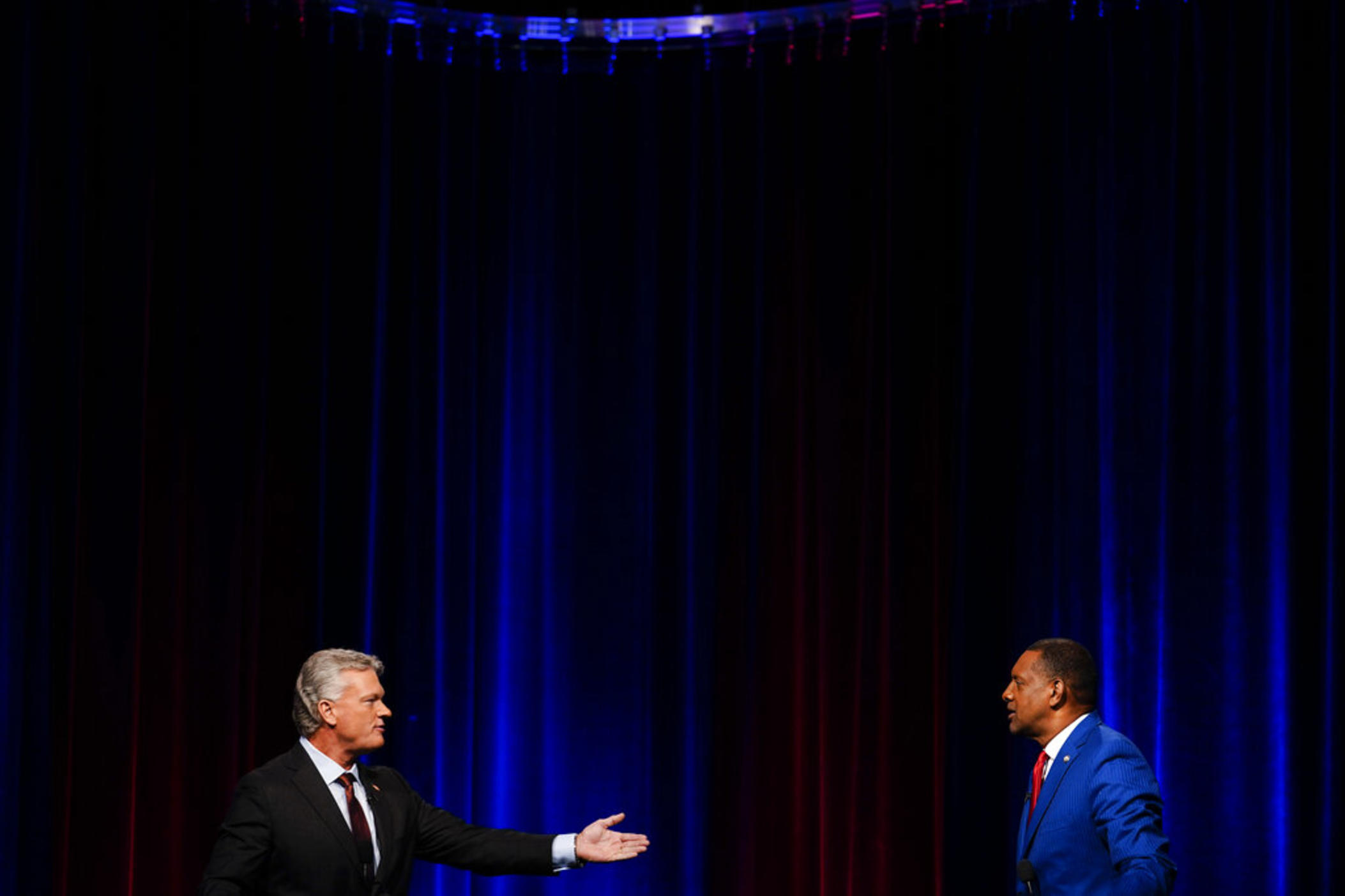 Mike Collins, left, and Vernon Jones participate in Georgia's 10th Congressional District republican primary election runoff debates on Monday, June 6, 2022, in Atlanta. 