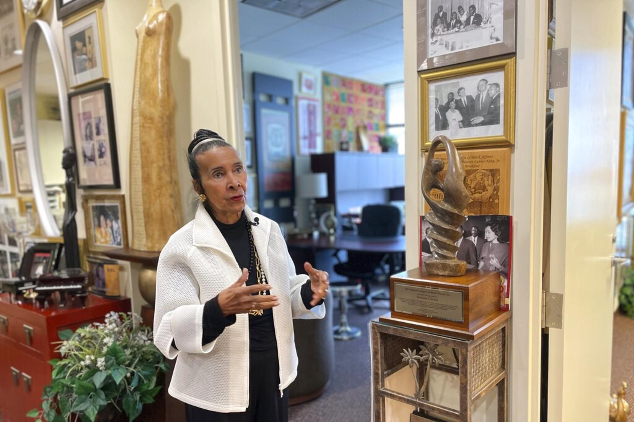 Xernona Clayton, a key aide to Martin Luther King Jr. and Coretta Scott King who helped sustain the civil rights movement in the 1960s, is interviewed in her offices at the Trumpet Foundation in Atlanta, on June 3, 2022.