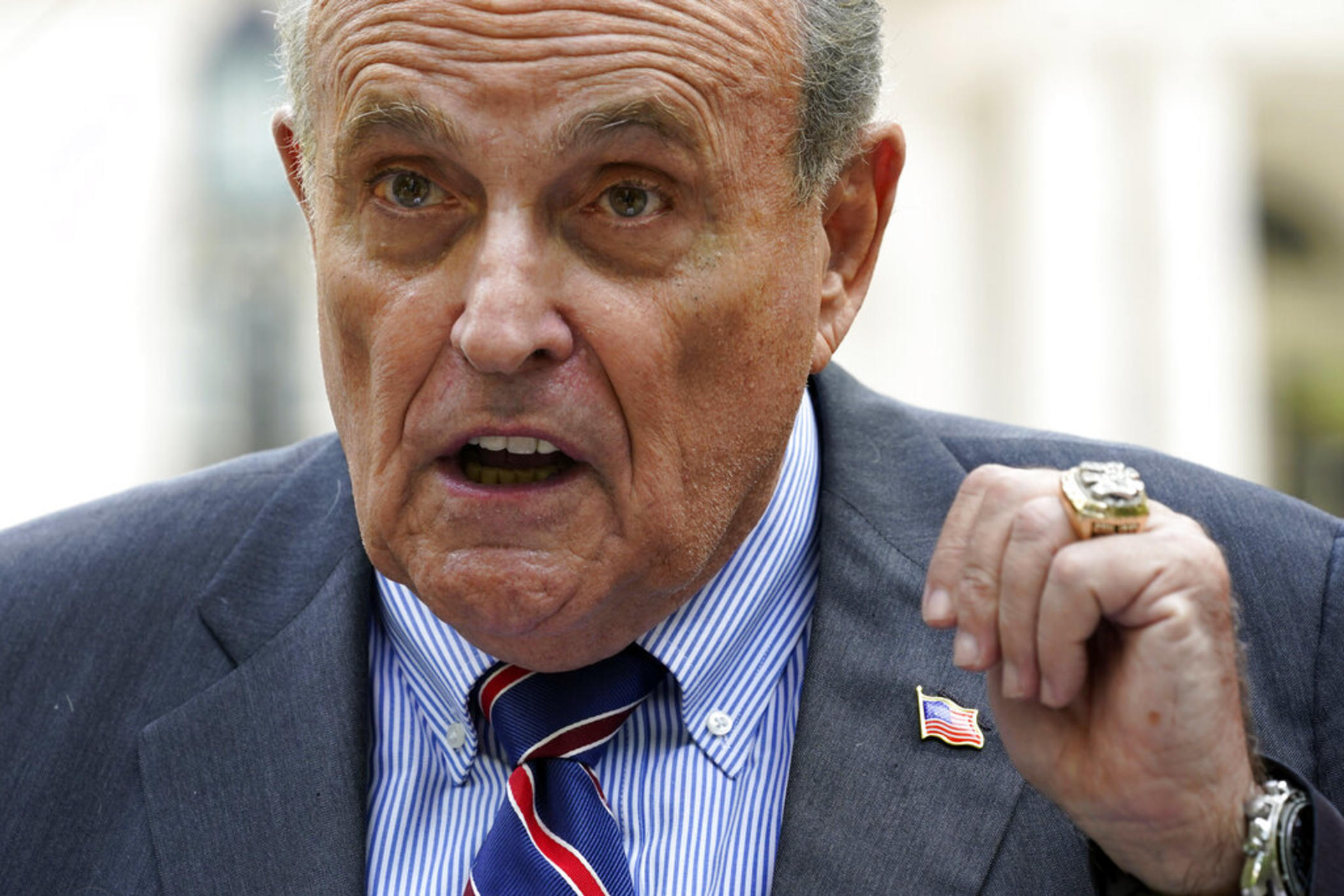 Former New York City Mayor Rudy Giuliani speaks during a news conference June 7, 2022, in New York. The Georgia investigation into potential criminal interference in the 2020 election is heating up. Prosecutors are trying to force allies and advisers of former President Donald Trump to come to Atlanta to testify before a special grand jury.
