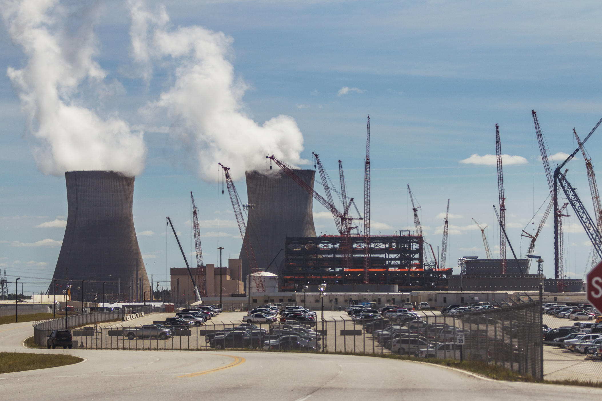 Georgia Power's Plant Vogtle, including the then under construction units 3 and 4 at the plant, in 2017. Regulators have told the utility they can now load the number 3 unit with nuclear fuel. 