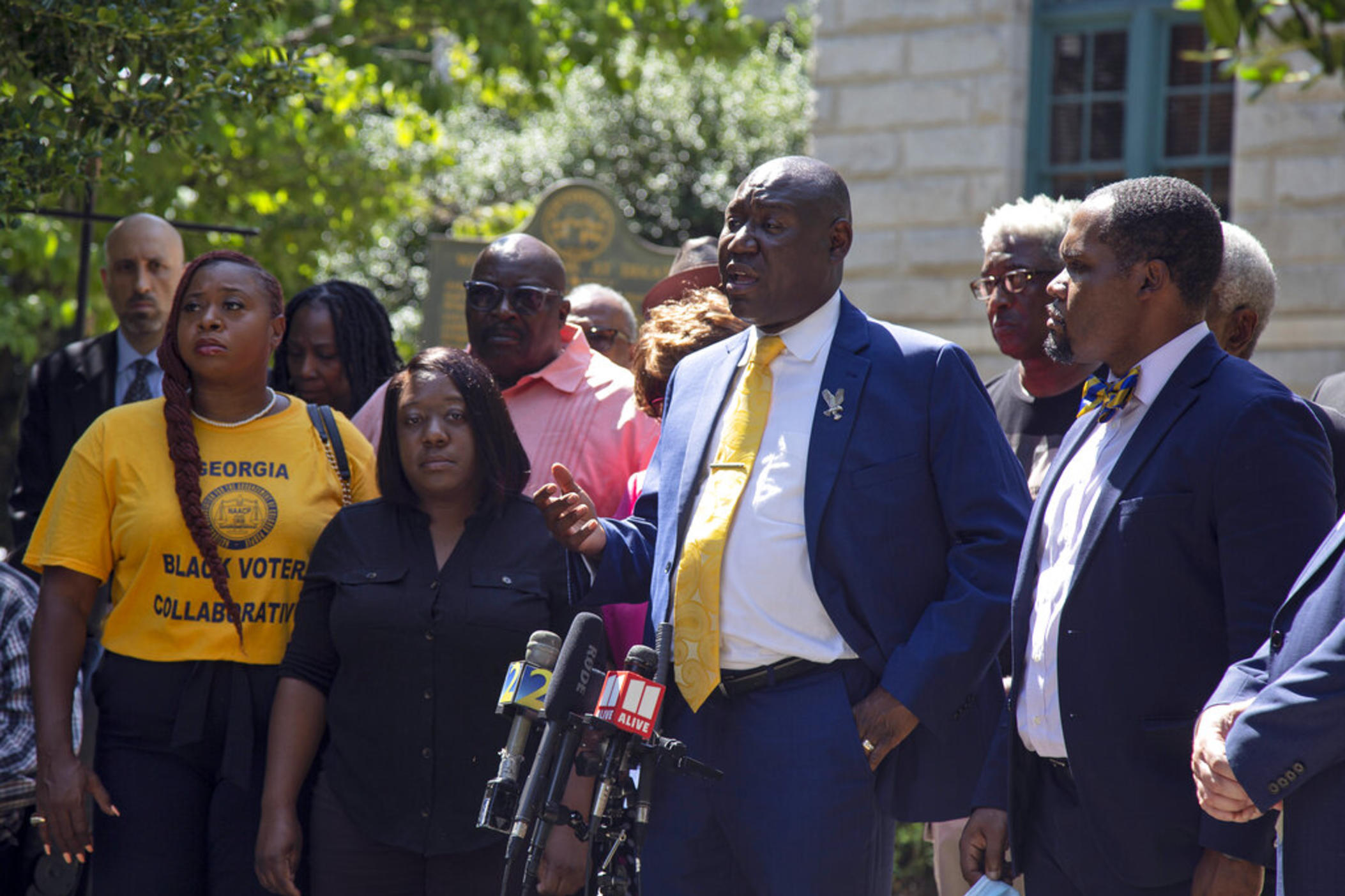 Attorney Ben Crump speaks at a news conference regarding the death of Brianna Grier on Friday, July 29, 2022, in Decatur, Ga. Grier was a 28-year-old Georgia woman who died after she fell from a moving patrol car following her arrest in July. Her family is demanding answers about her death from state and local authorities.