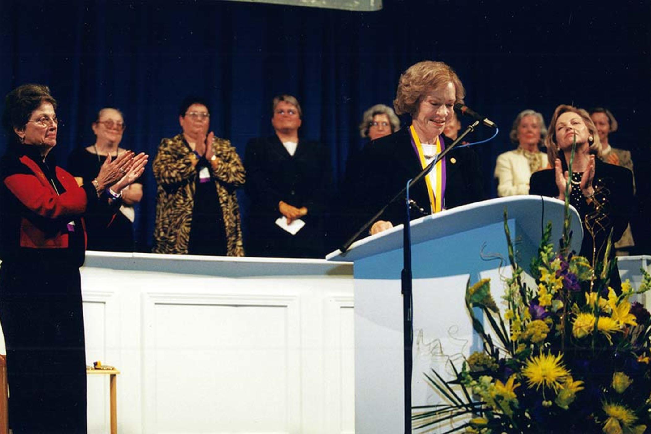 In recognition of her tireless fight for mental health and unwavering dedication to improving the lives of others, Rosalynn Carter was inducted into the National Women’s Hall of Fame in 2001, becoming only the third first lady ever inducted, joining Abigail Adams and Eleanor Roosevelt.