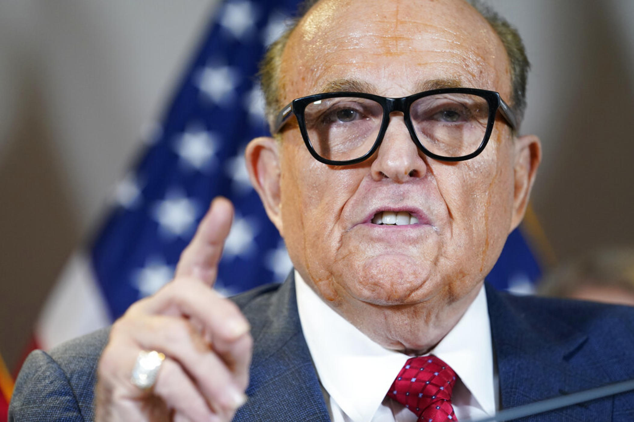 Former New York Mayor Rudy Giuliani, a lawyer for President Donald Trump, speaks during a news conference at the Republican National Committee headquarters, Nov. 19, 2020, in Washington. A lawyer for Giuliani says he will not appear as scheduled Tuesday, Aug. 9, 2022, before a special grand jury in Atlanta that's investigating whether former President Donald Trump and others illegally tried to interfere in the 2020 general election in Georgia.