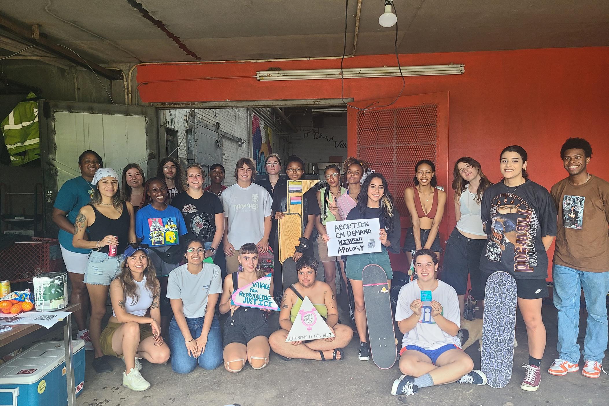 Members of the Lady Rippers skateboarding group gathered to talk about abortion and reproductive rights at Village Skatepark July 2022 following the decision to overturn Roe v. Wade.