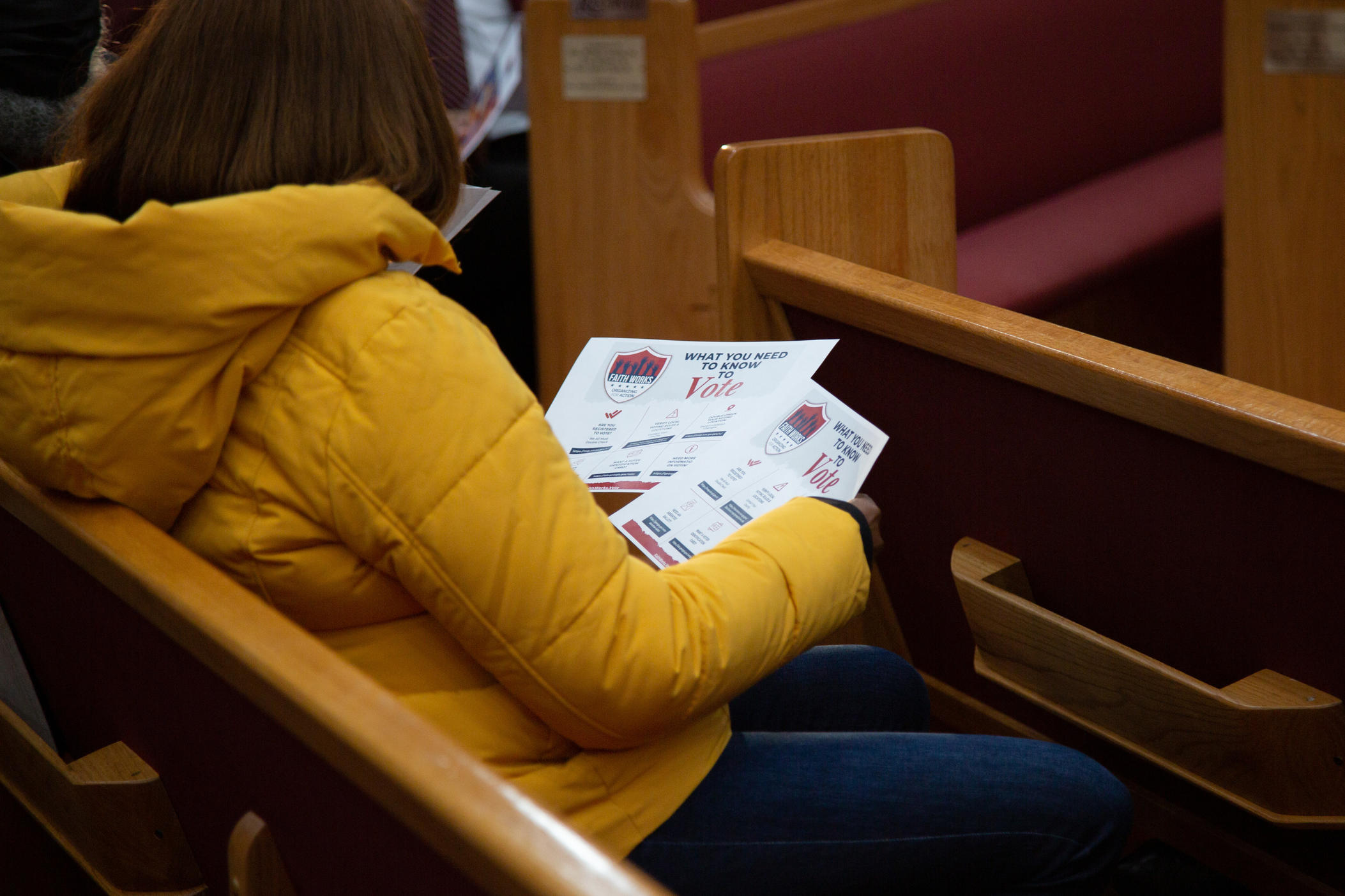 During a 'Get Out The Vote' rally at New Fellowship Baptist Church in Macon, Ga., congregants heard from several faith leaders encouraging Black voter turnout. The rally was hosted by Faith Works, a nonpartisan voter advocacy group that also trains poll chaplains.