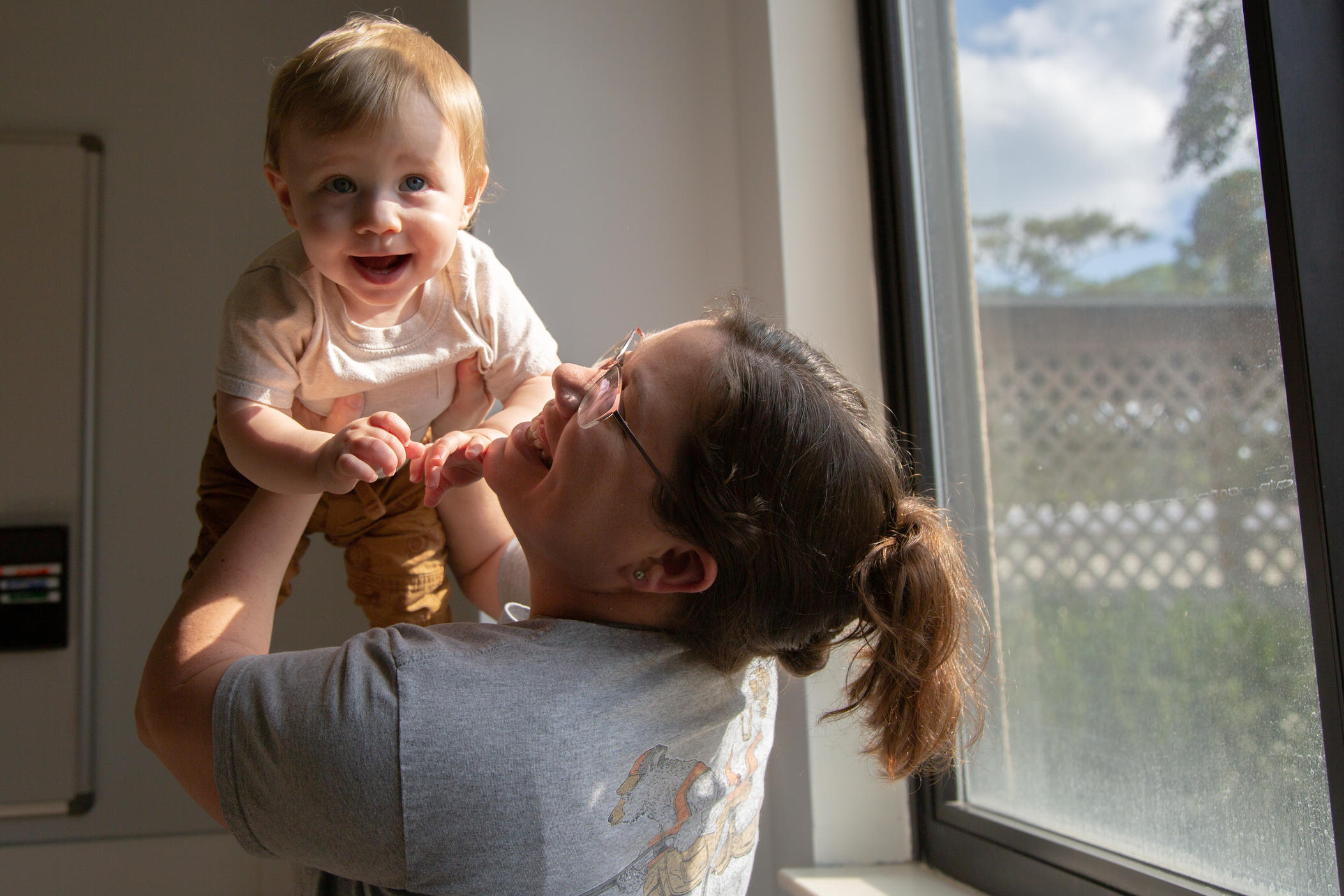 Toni Ivey holds her one-year-old baby, Finn, at Liberty Regional Medical Center in Hinesville, Ga. Ivey was admitted to the hospital with high-blood pressure and a risk of cardiac complications at two weeks postpartum.