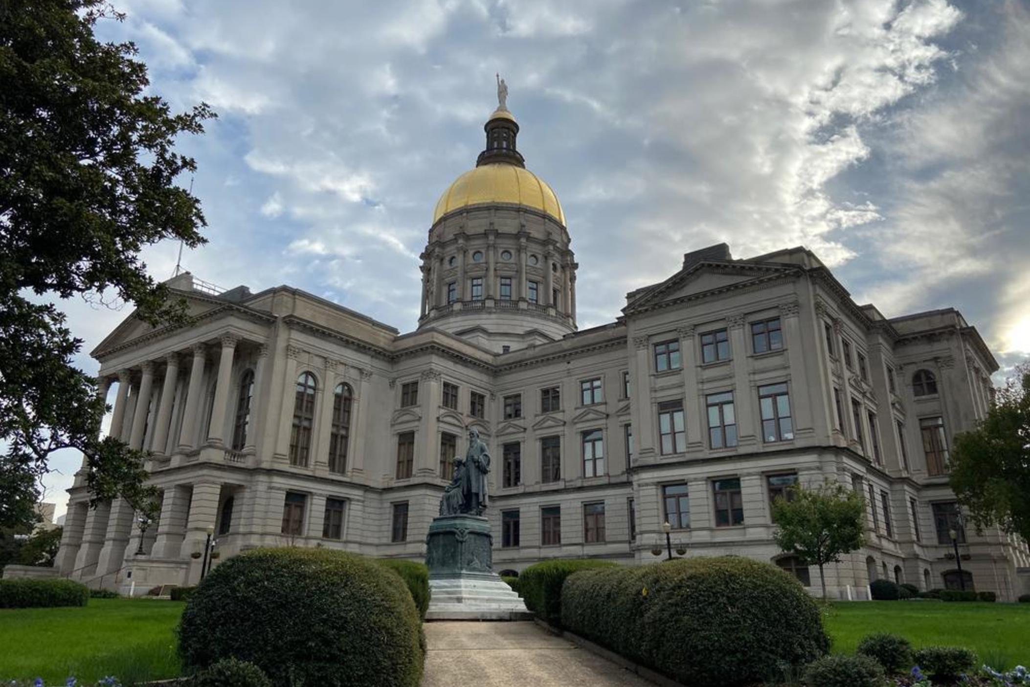 Wide Shot of Georgia State Capitol in Atlanta, Georgia