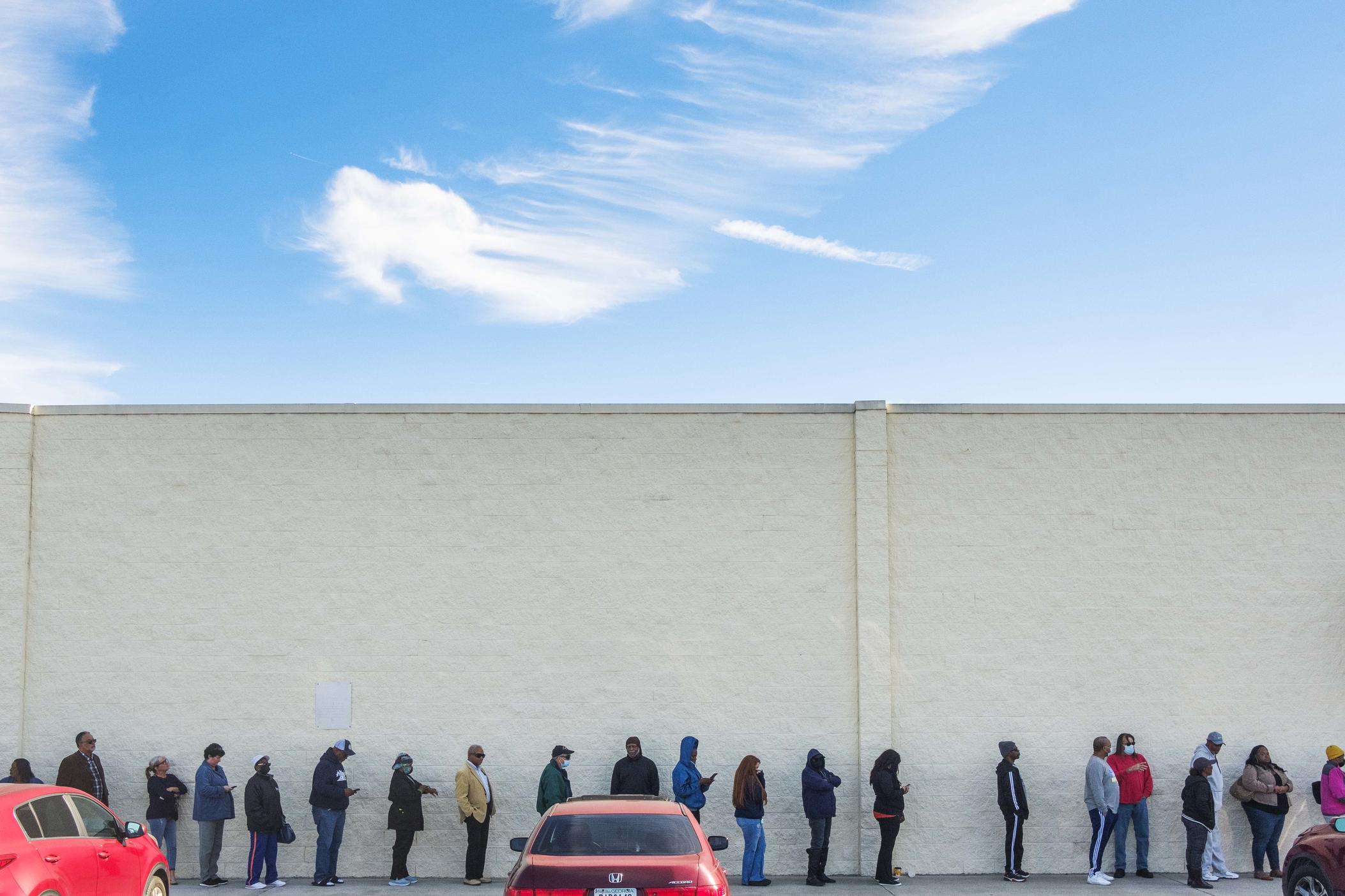 It was about a 40 minute wait for early voting at 11am on Thursday at the Bibb County Board of Elections.