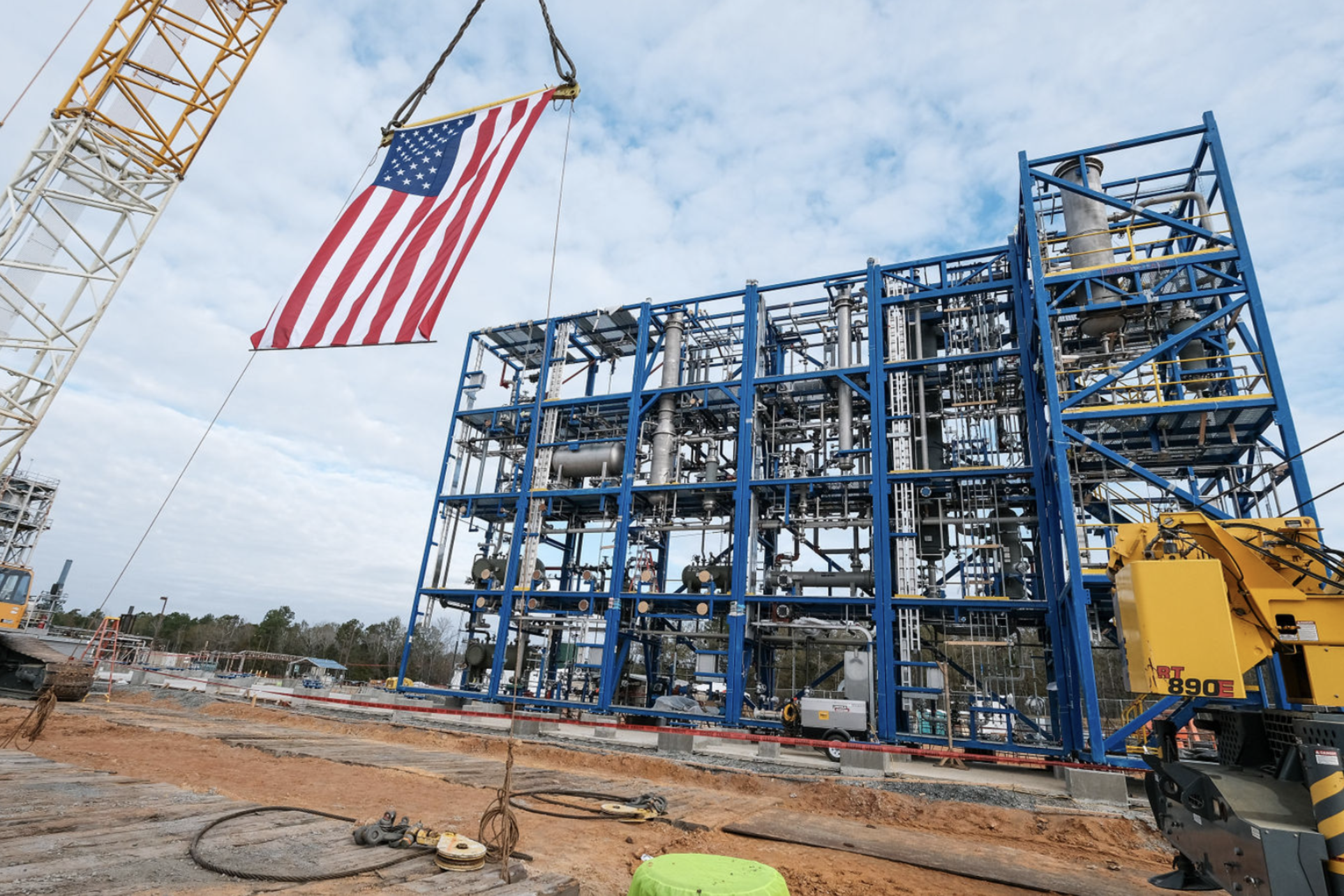 The Freedom Pines Fuels facility, under construction in Soperton, is slated to become the first commercially operated alcohol-to-jet fuel refinery in North America, according to owner LanzaJet.