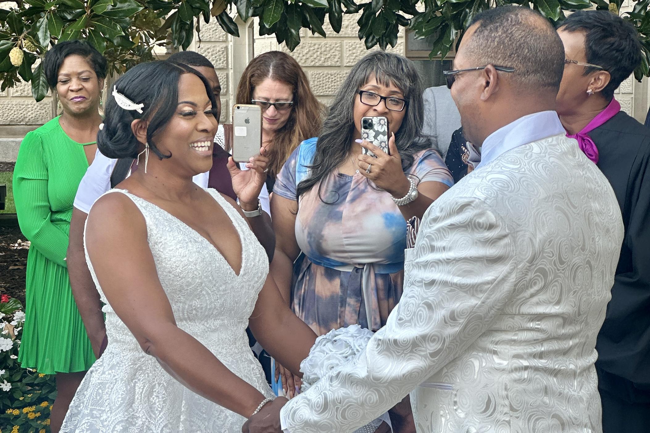 State Rep. Patty Bentley marries Bobby Stinson outside the Georgia Capitol on Sept. 19, 2023.