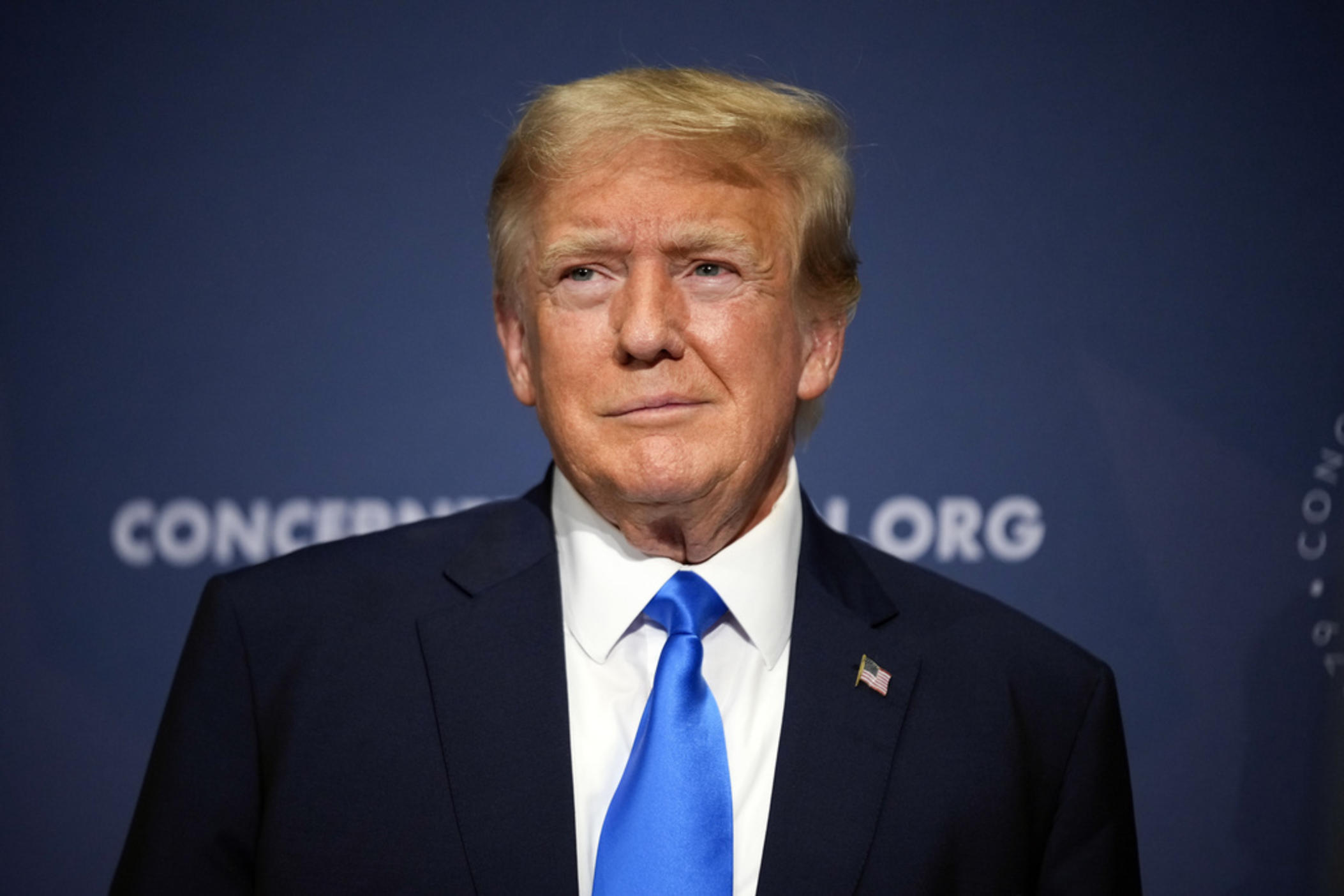 Former President Donald Trump stands on stage before speaking at a Concerned Women for America Summit at the Capitol Hilton, Friday, Sept. 15, 2023, in Washington. 