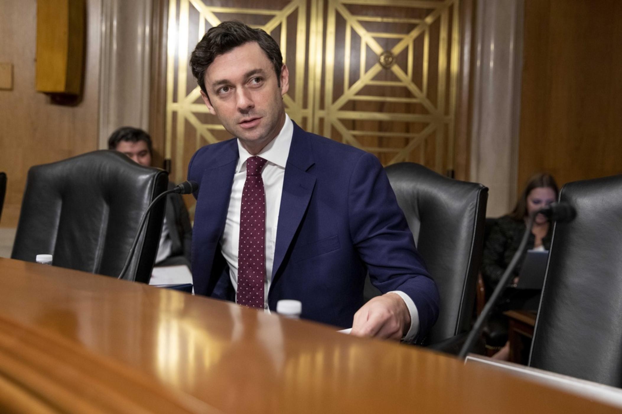 Sen. Jon Ossoff, D-Ga., arrives before a subcommittee hearing, Sept. 13, 2023, on Capitol Hill in Washington. During a subcommittee hearing on Monday, Oct. 30, chaired by Ossoff in Atlanta, two Georgia juvenile court judges said the head of the state's child welfare agency asked judges in an August meeting to illegally jail foster children while officials looked for other places to house them.