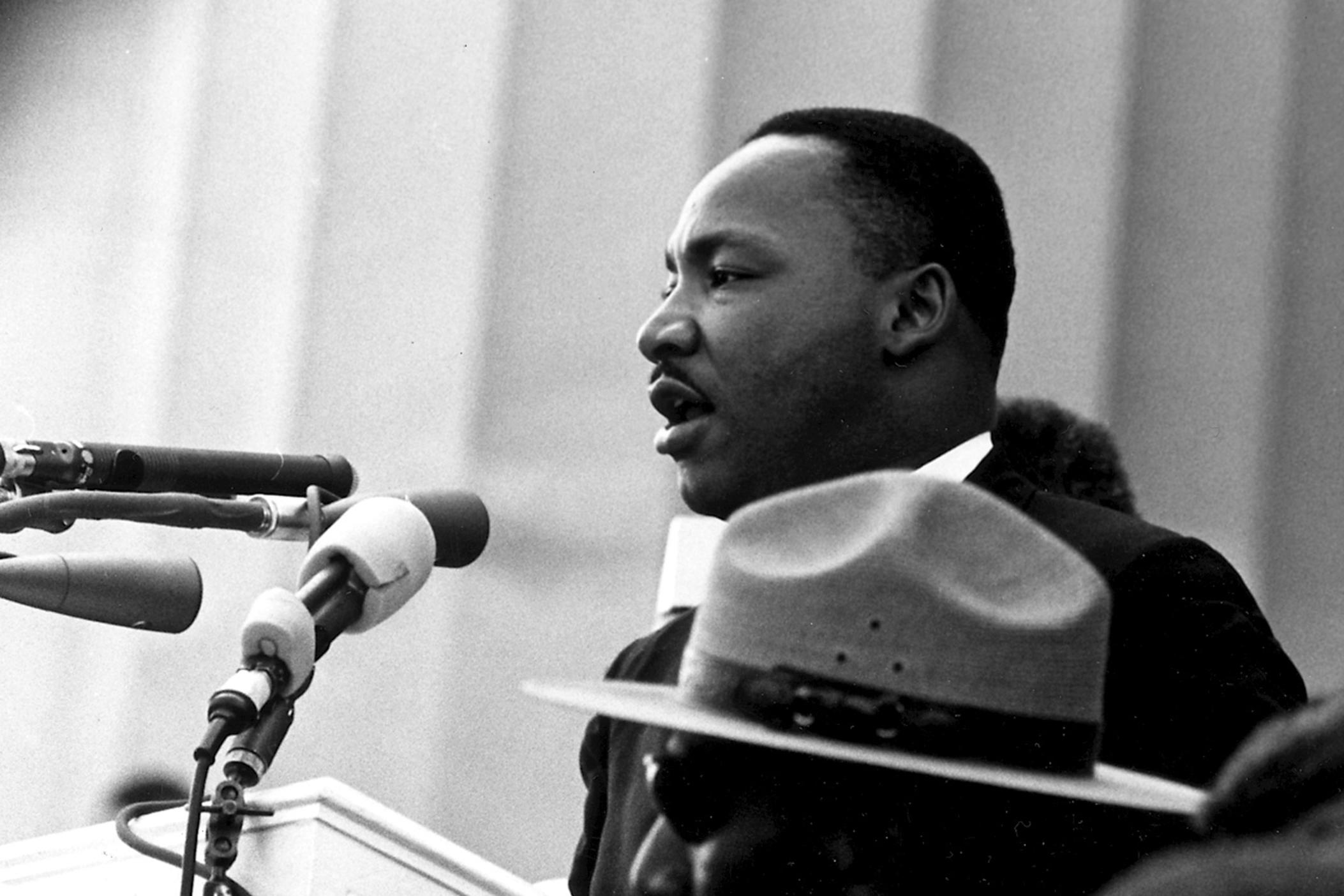 Dr. Martin Luther King Jr. giving his "I Have a Dream" speech during the March on Washington in Washington, D.C., on August 28, 1963.