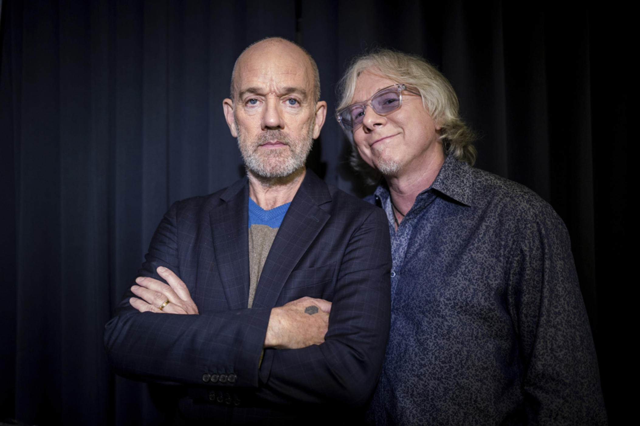 This Oct. 28, 2019 photo shows Michael Stipe and Mike Mills, from R.E.M. posing for a portrait in New York.