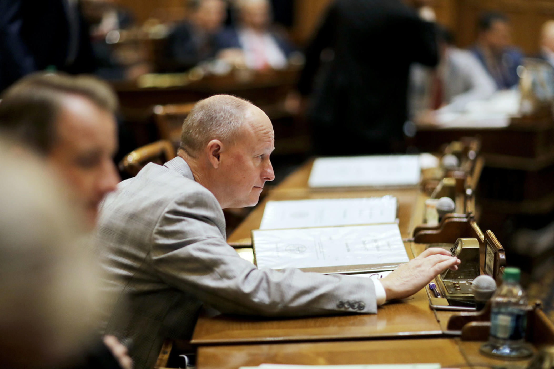 Rick Jeffares, then a Republican state senator, prepares to vote on a bill during the legislative session in Atlanta, Thursday, Feb. 2, 2017. Lt. Gov. Burt Jones and Senate Republicans announced on Thursday, Jan. 11, 2024 that they will seek to appoint Jeffares to the State Election Board. 