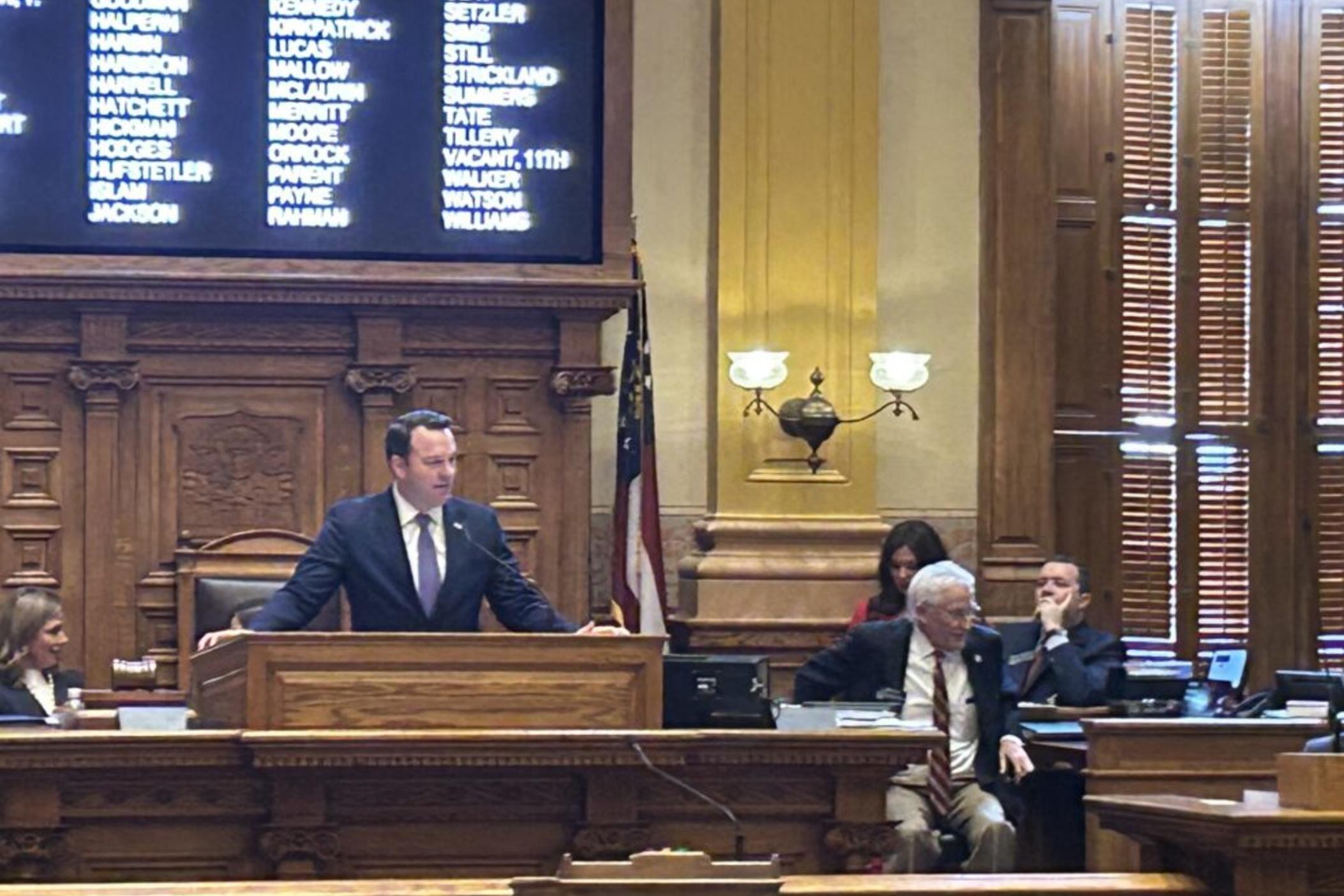 Lt. Gov. Burt Jones presides over the state Senate.