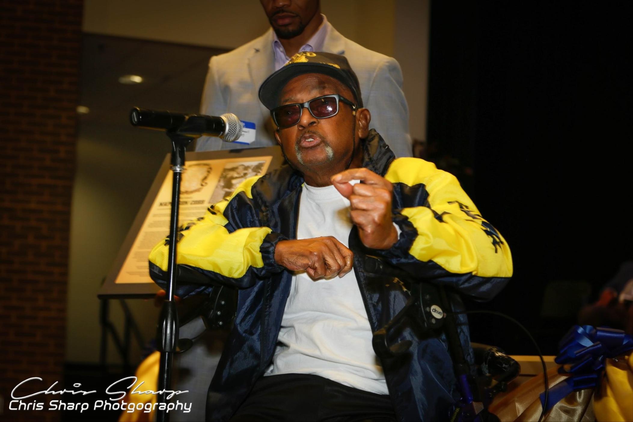 Coach Napoleon Cobb led a life always intertwined with Morehouse, Southwest DeKalb and Buck Godfrey. (Here, he's at his retirement recognition service).