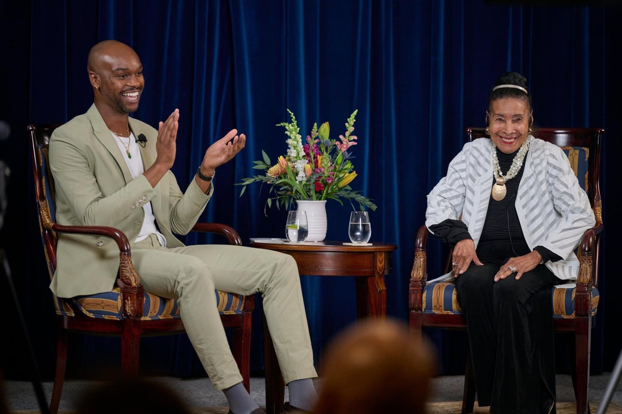 Atlanta producer Royce Bable interviews Xernona Clayton as part of the 'Sweet Auburn Stories' conversation series, which focuses on the lives of Black pioneers and is named after the district in Atlanta that includes the birthplace of Martin Luther King Jr.