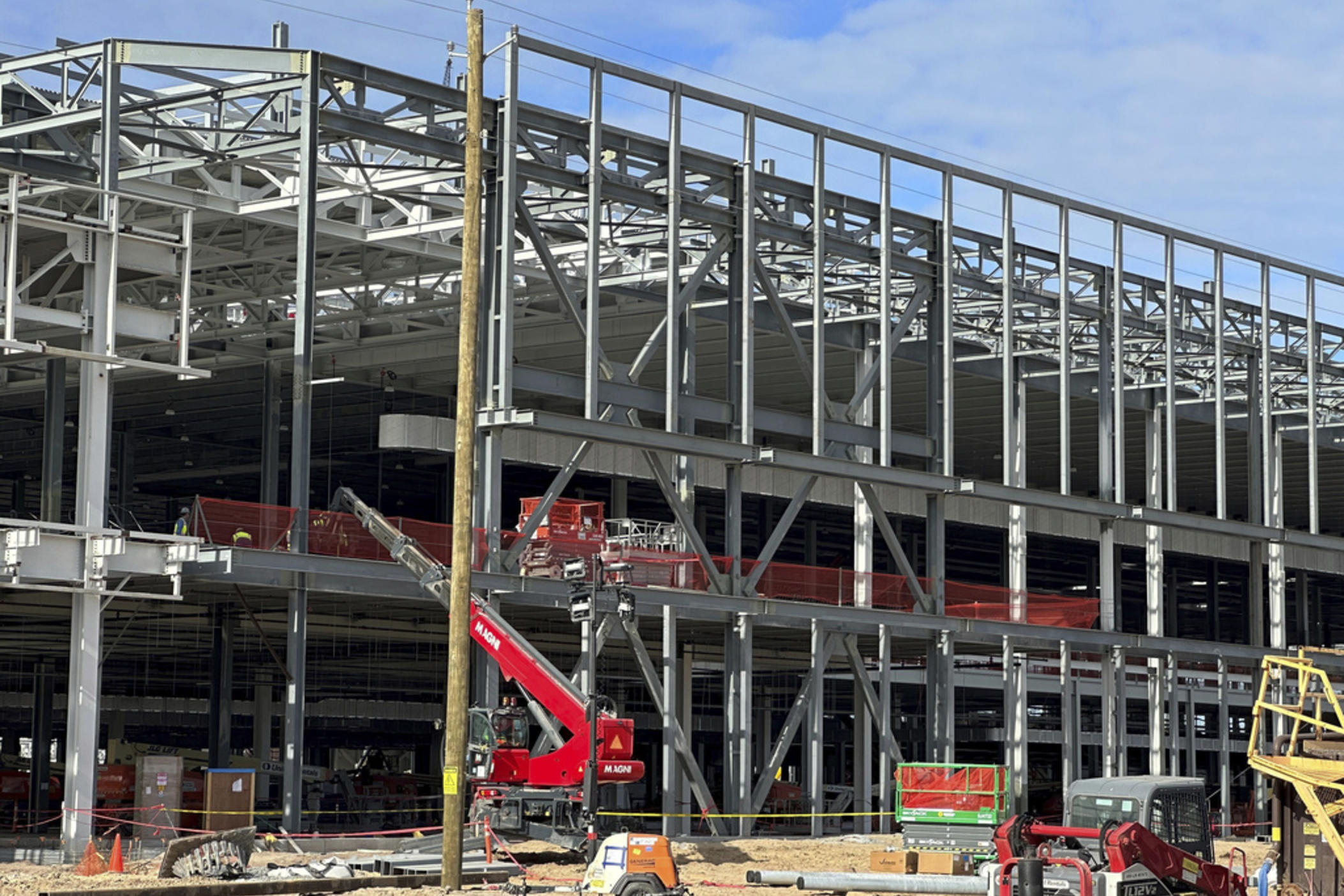 A factory building is under construction at Hyundai's first U.S. plant for manufacturing electric vehicles on Wednesday, Oct. 25, 2023, in Ellabell, Ga. A private utility is asking Georgia lawmakers to change a state law so it can provide water service to new homes near Hyundai's upcoming electric vehicle plant without getting permission from local governments. A state Senate committee in Atlanta voted Tuesday, March 12, 2024, to advance the proposal a week after it passed the House.