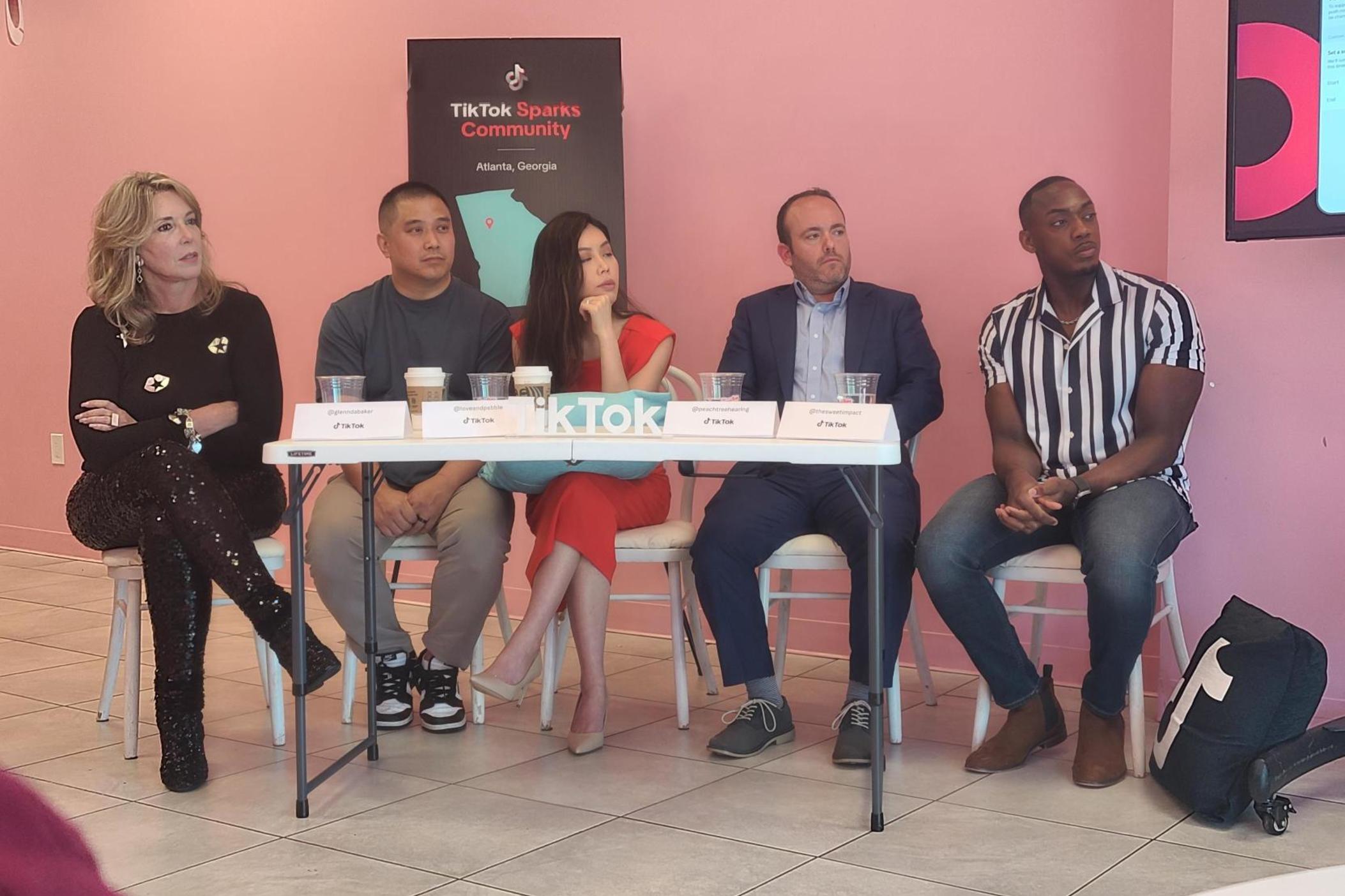 Georgia TikTok Creators Glennda Baker, Paul Tran, Lynda Truong, Josh Wikoff, and Robert Lucas met in Atlanta to speak about running their small businesses on the app on April 18, 2024.