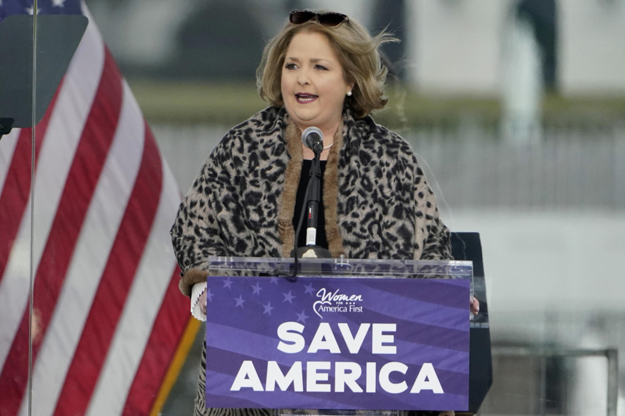 In this Jan. 6, 2021 file photo Amy Kremer, founder and chair of Women for America First, speaks in Washington, at a rally in support of President Donald Trump. Kremer, who helped organize the rally that preceded the violent storming of the Capitol building, is running for a seat on the Republican National Committee from Georgia in a party election on Saturday, May 18, 2024. Kremer say the national party hasn't done enough to support Trump and protect his supporters. 