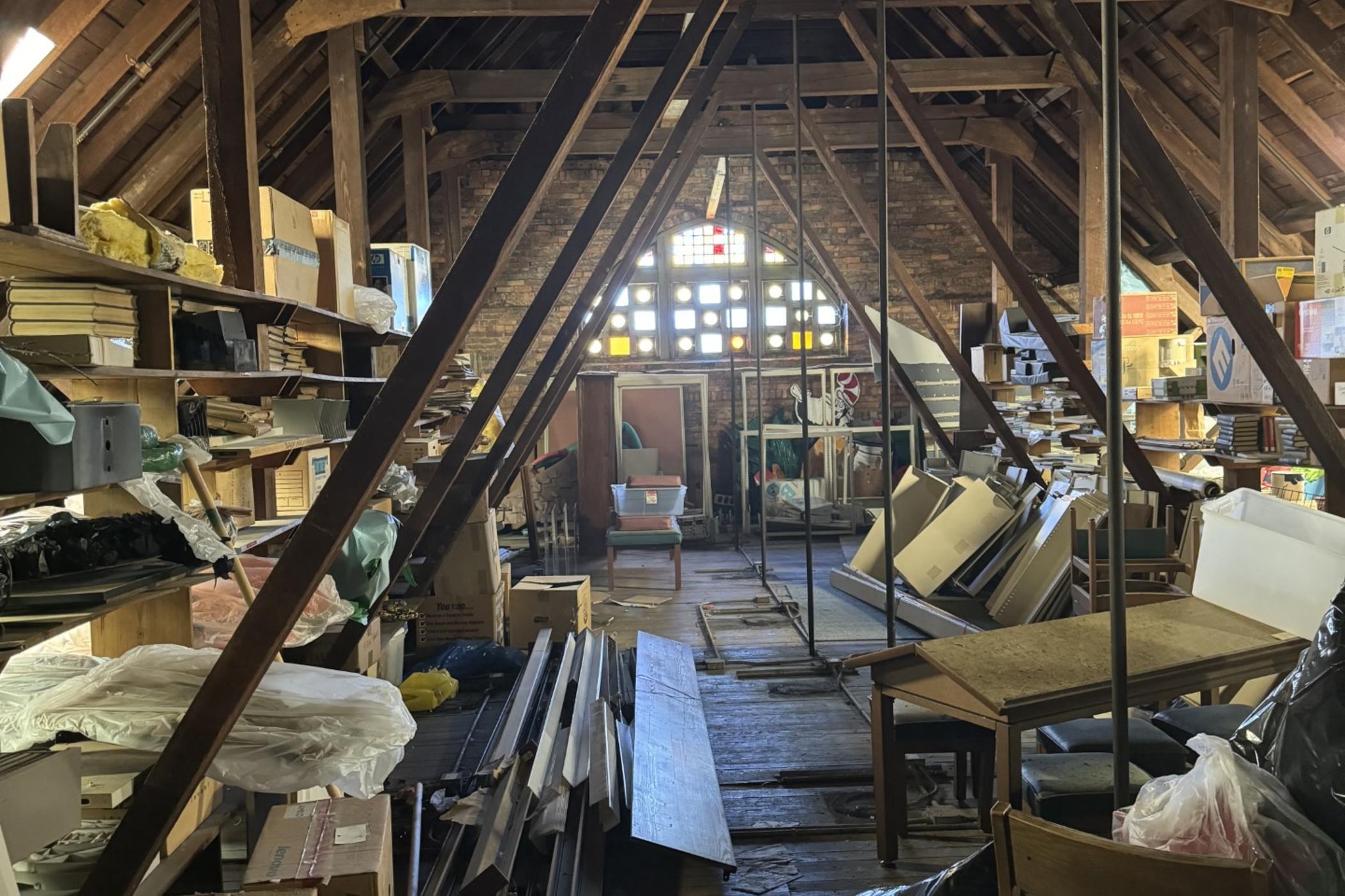 "I’m looking at this amazing Tiffany & Co. stained glass," I posed to Mary T. Willis Library Director, Katherine Gregory, "what ever became of the legendary wooden boxes?”