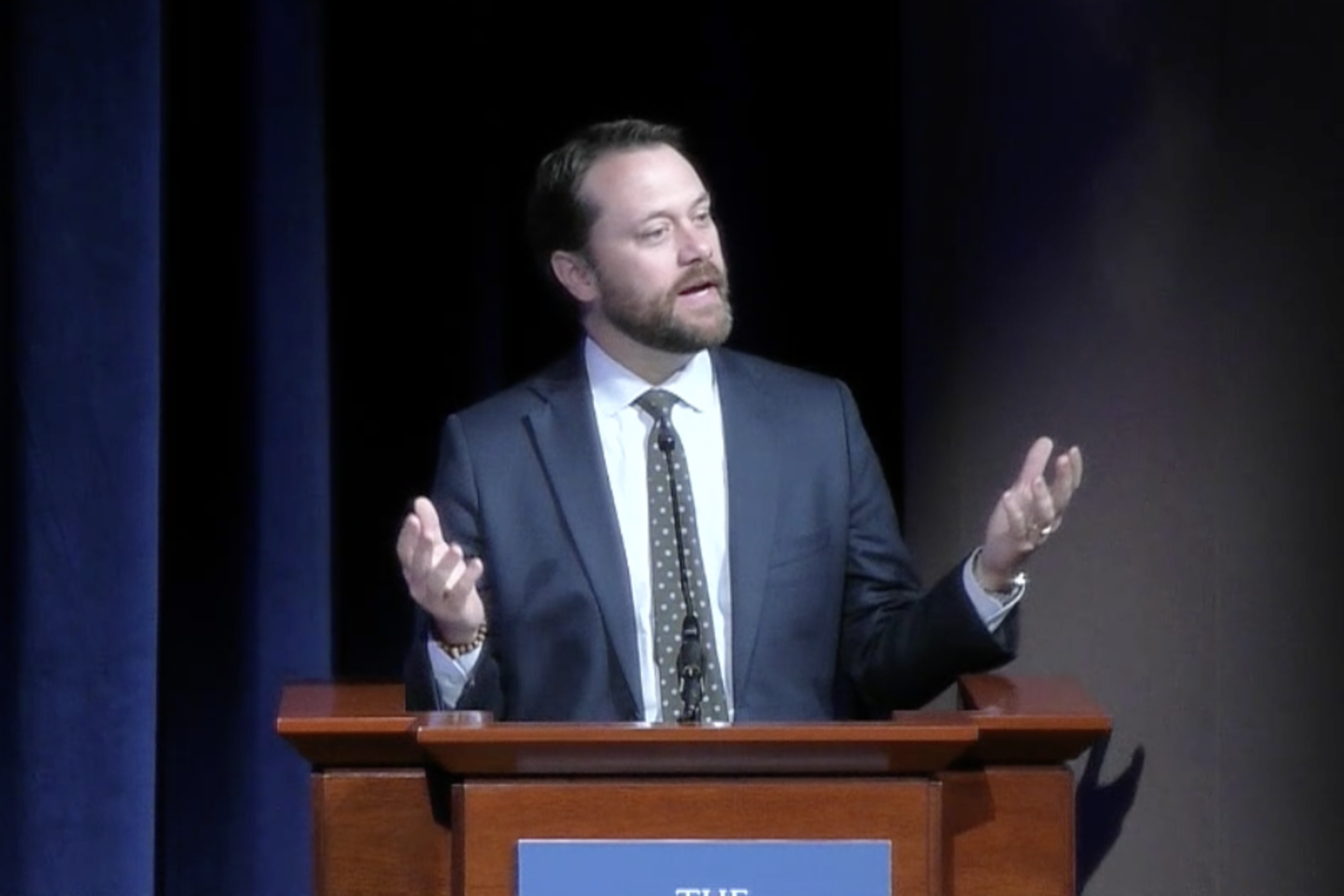 Jason Carter, 48, serves as Chair of the Board of Trustees at the Carter Center in Atlanta.  He spoke during a mental health forum at  the Center on May 14, 2024.