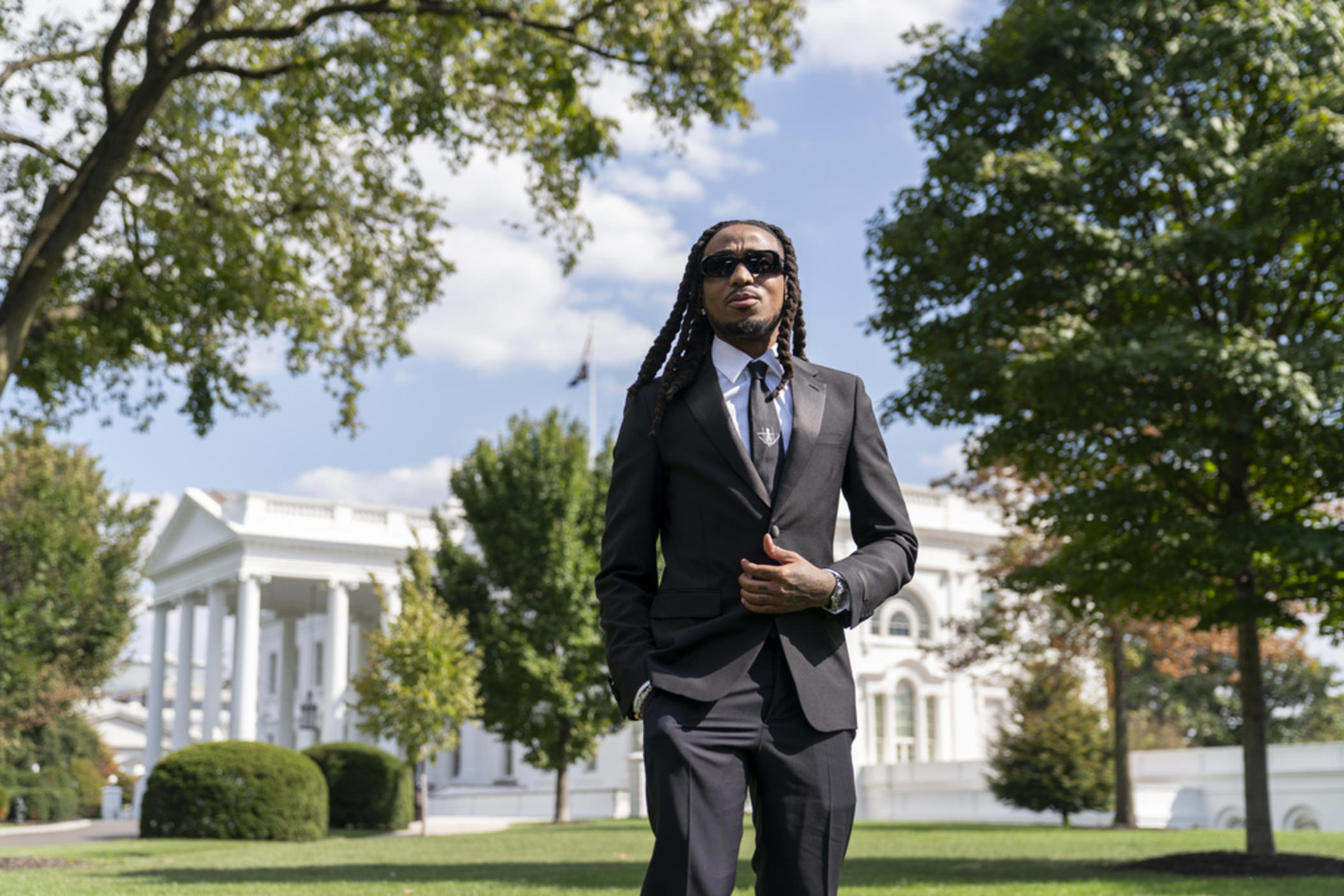 Quavo poses for a portrait at the White House in Washington on Sept. 20, 2023. Quavo is hosting the inaugural Rocket Foundation Summit at the Carter Center in Atlanta on Tuesday. 