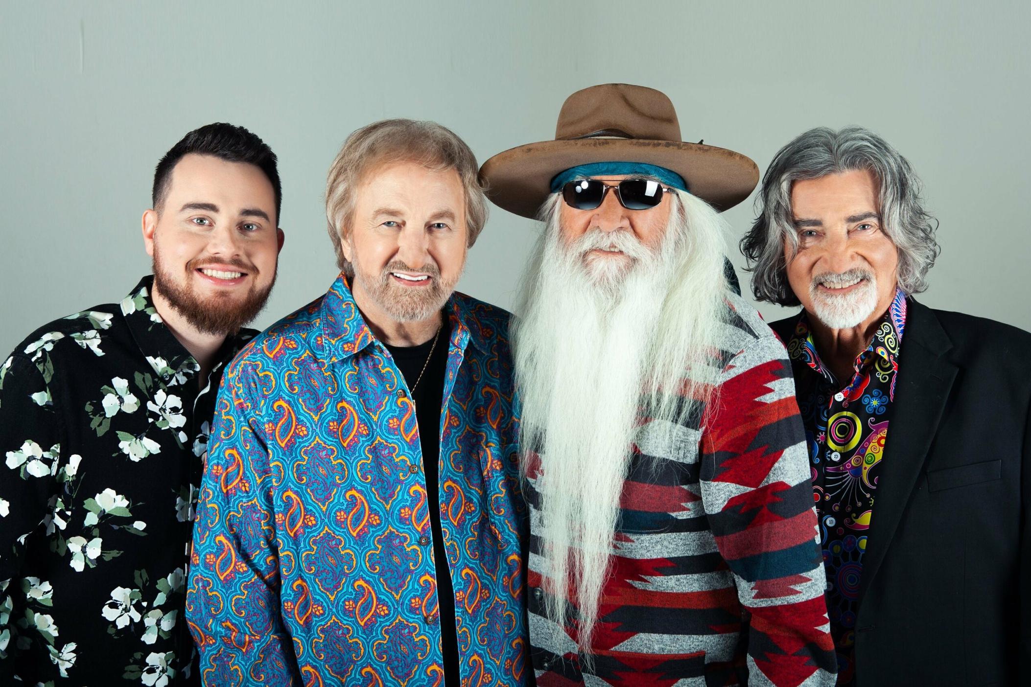 The Oak Ridge Boys' farewell tour includes the lineup (from left): Ben James, Duane Allen, William Lee Golden and Richard Sterban. The group performs Aug. 23, 2024, at the Anderson Music Hall in Hiawassee, Ga. 