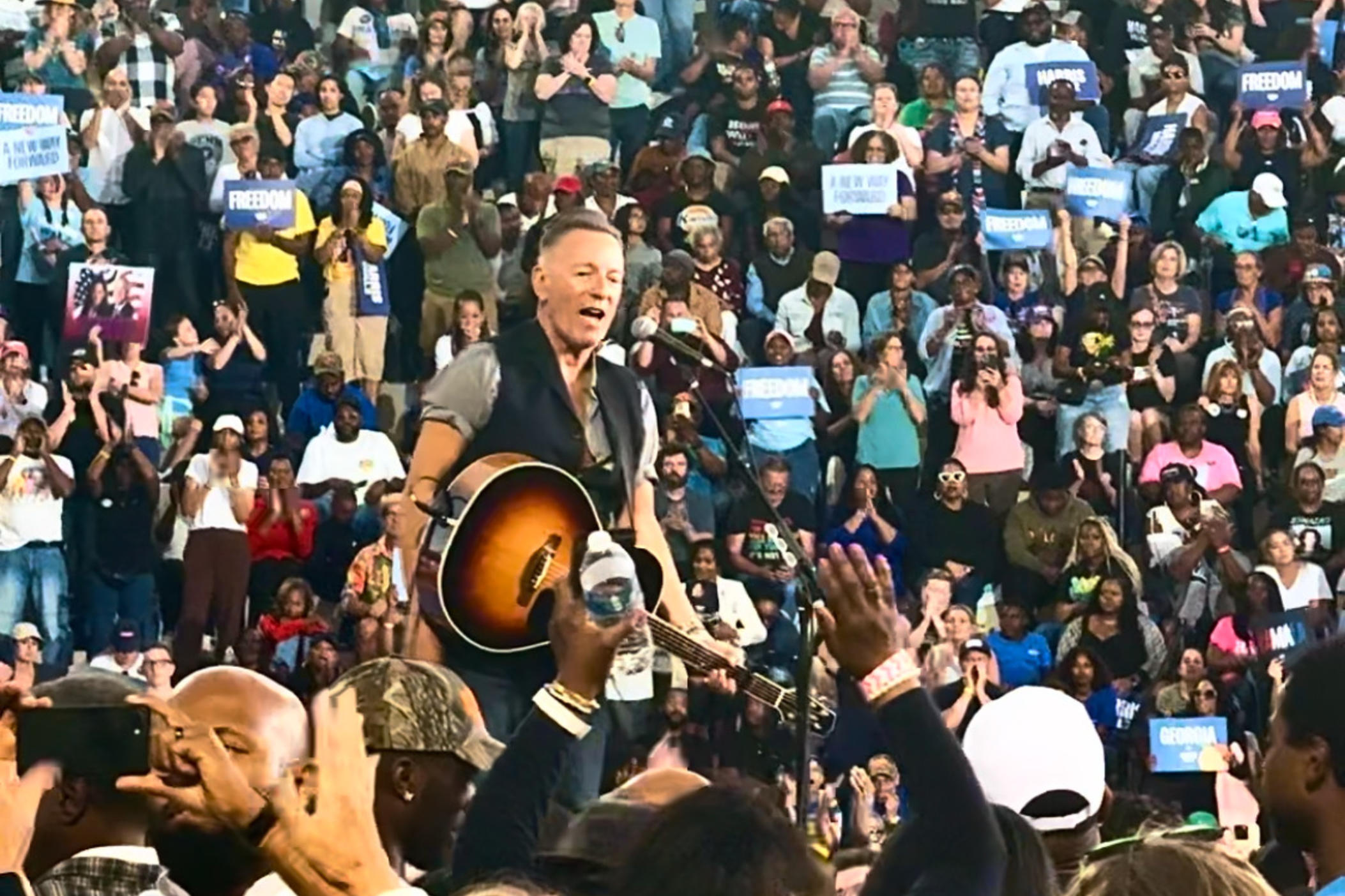 Bruce Springsteen performs at rally for Kamala Harris, October 2024