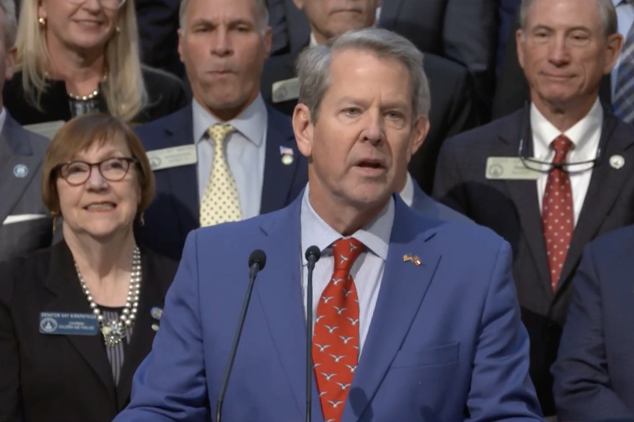 Gov. Brian Kemp speaks at the State Capitol on Jan. 15, 2025, to discuss his legislative priorities for health care for this year's legislative session. (Screenshot)