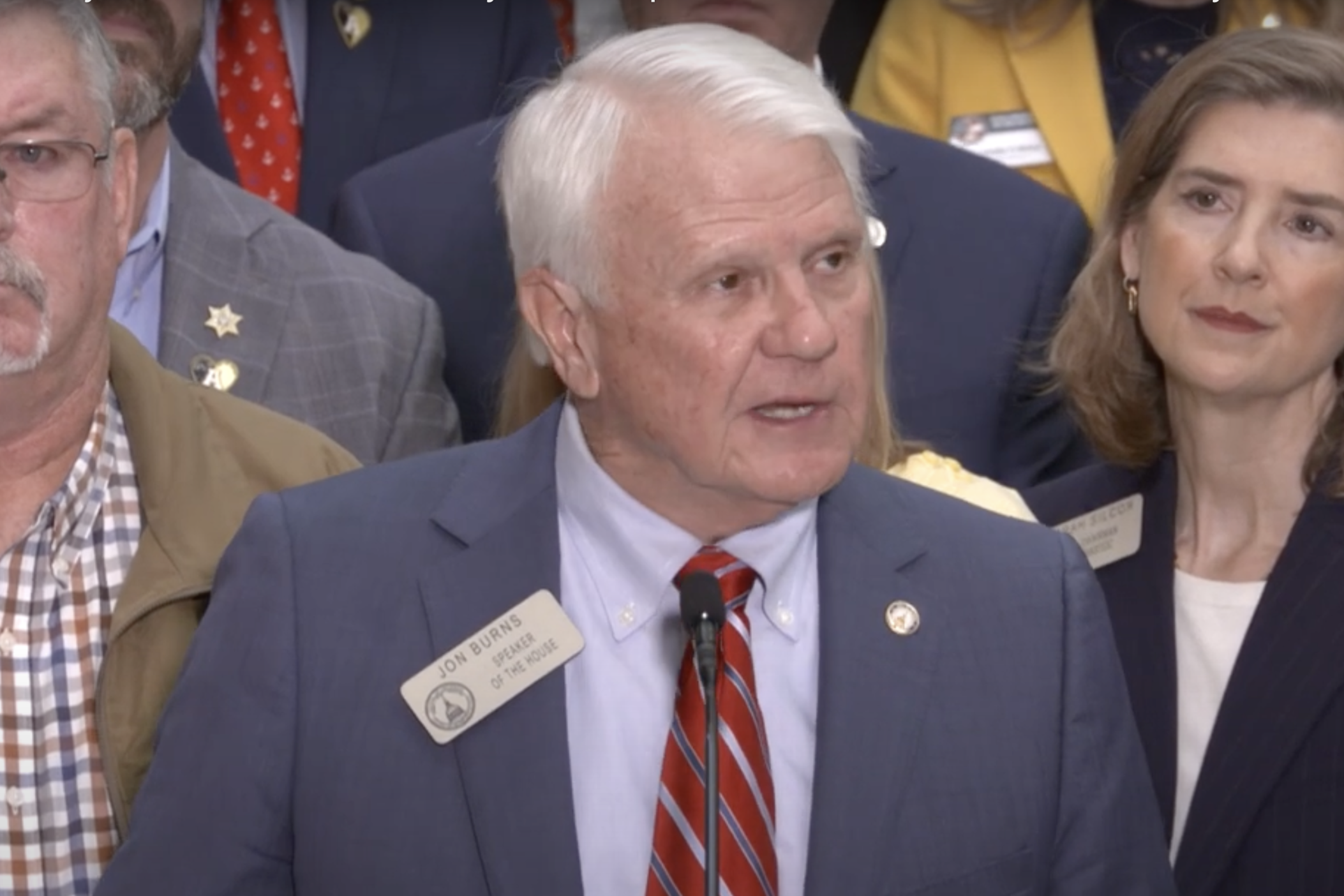 Georgia Speakers of the House Jon Burns introduced the Georgia school safety measures legislation at a press conference on Monday, February 4, 2025. Screenshot