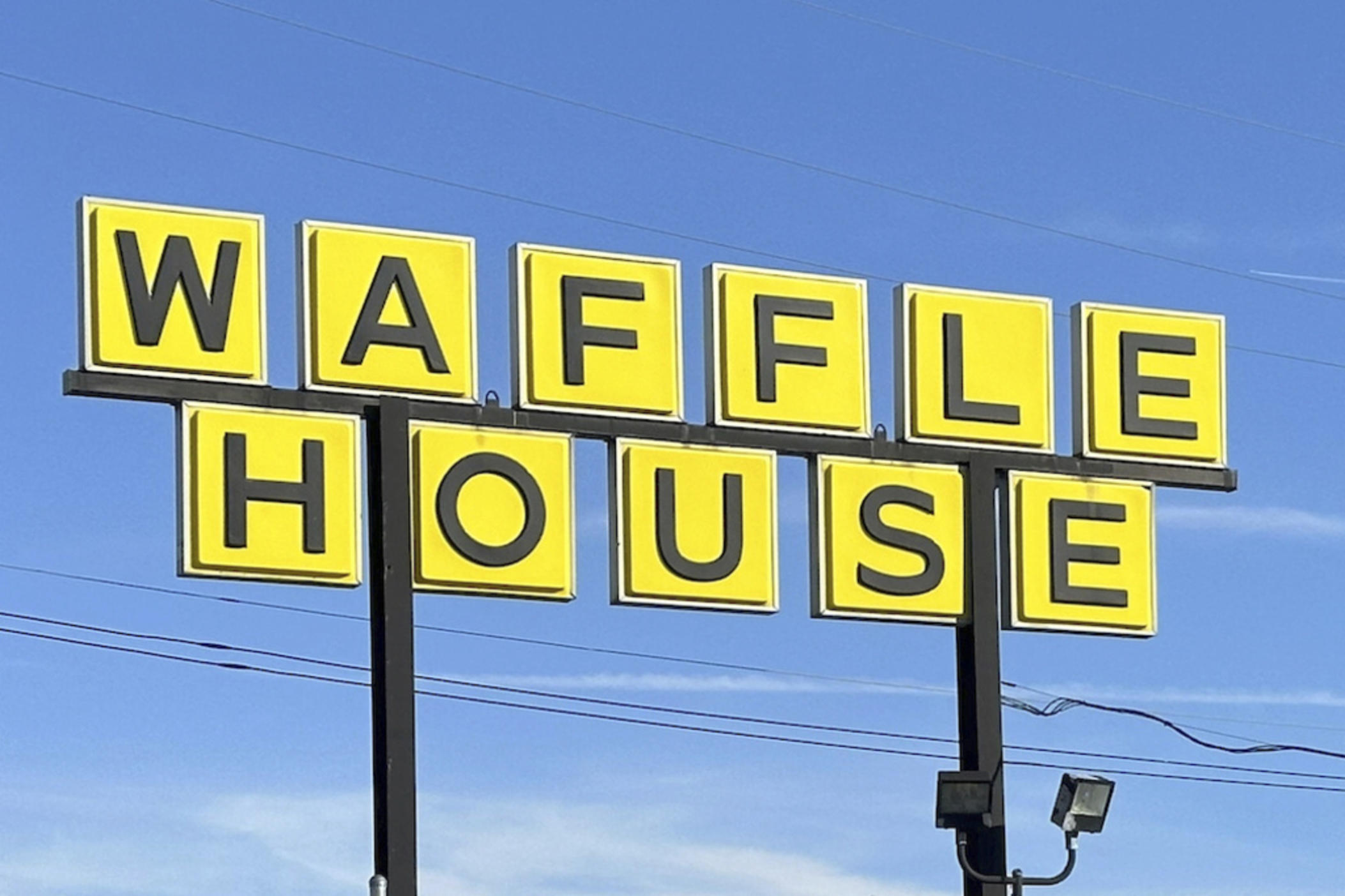  A Waffle House sign is shown in Indianapolis Feb. 19, 2024. 