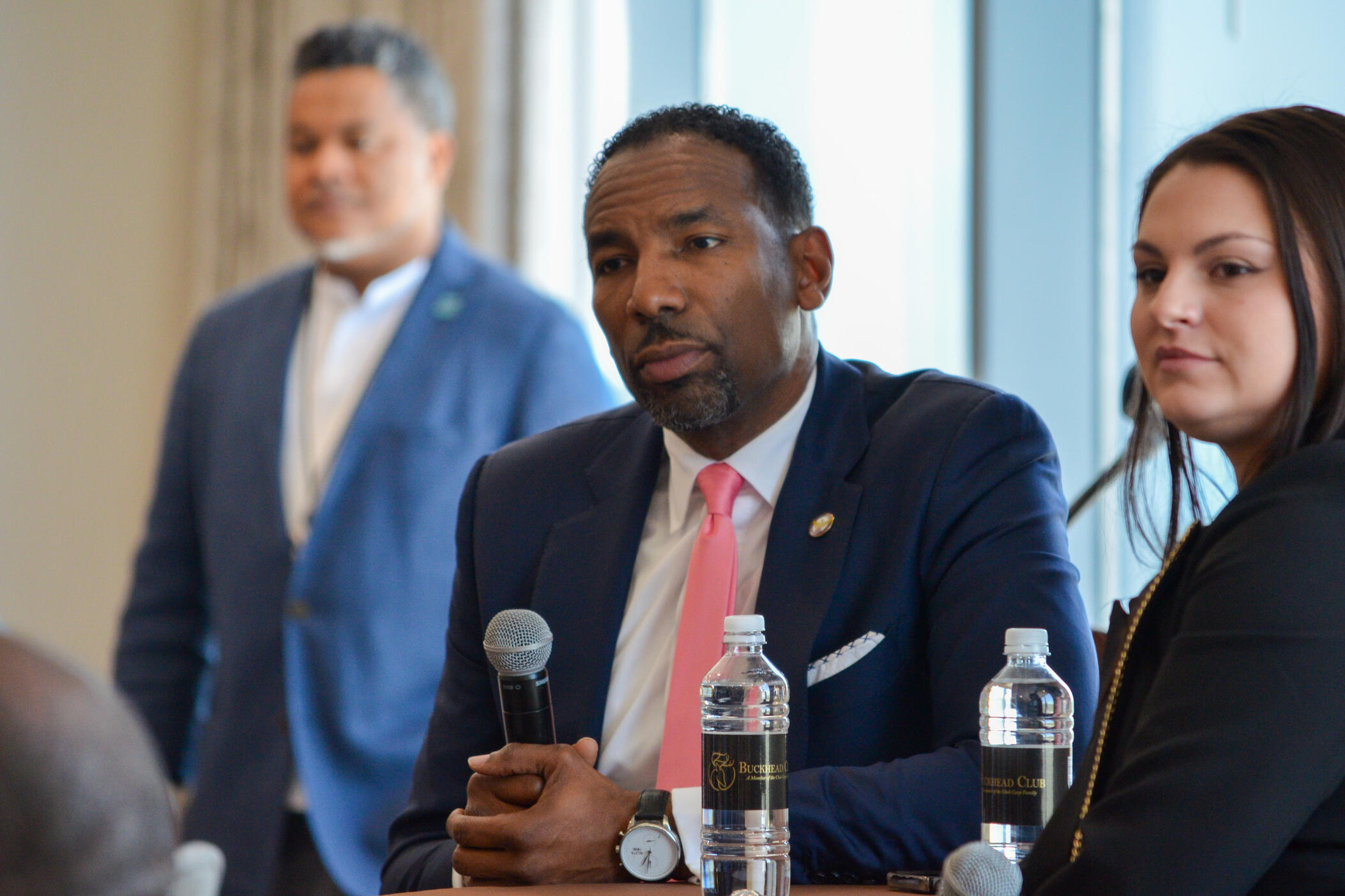 Mayor Andre Dickens answered questions moderated by AJC reporter Riley Bunch on March 27, 2025.
